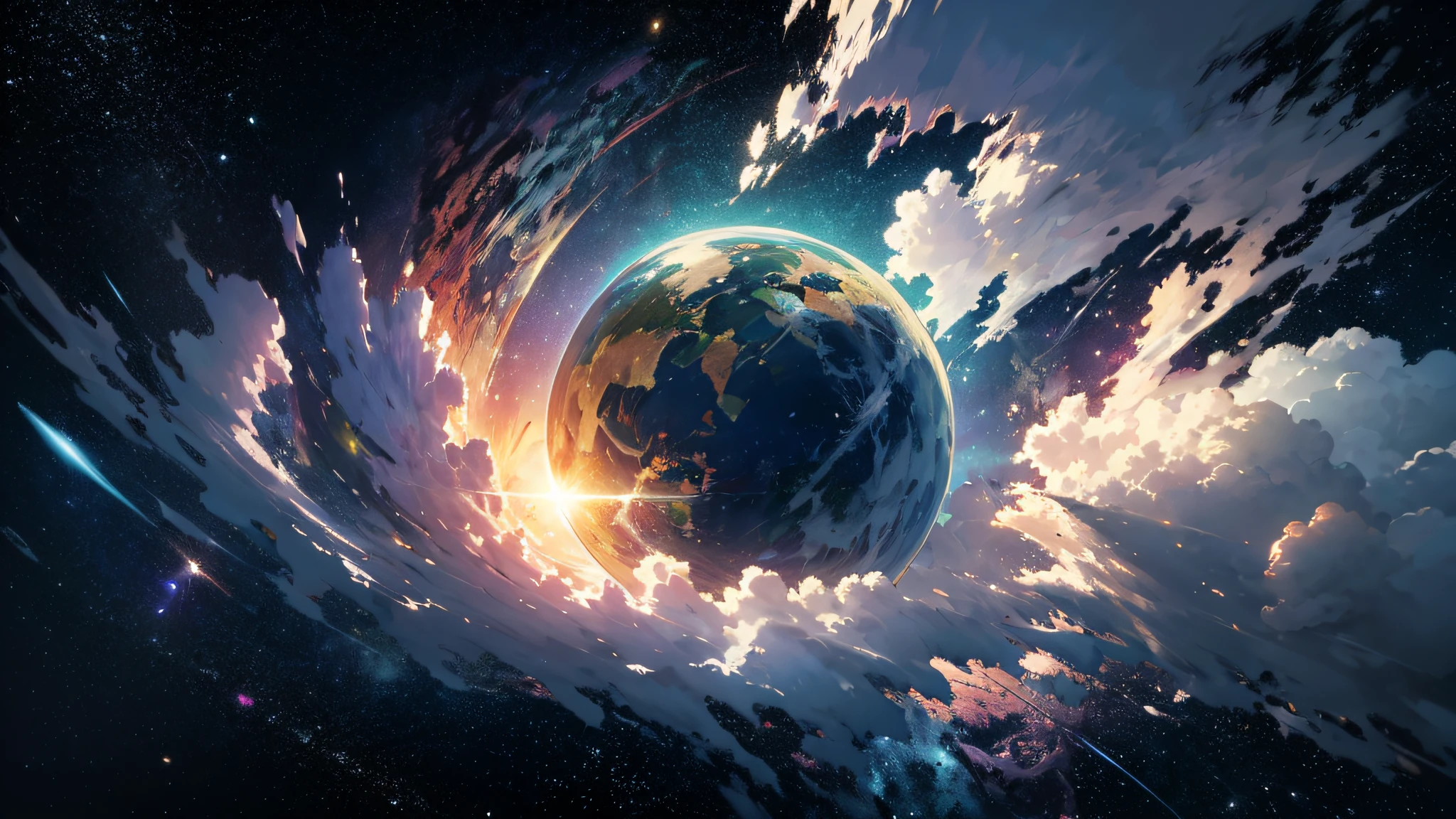 ridiculous resolution, high resolution, (masterpiece:1.4), ultra-detailed, seen from above, space, floating, --v 6