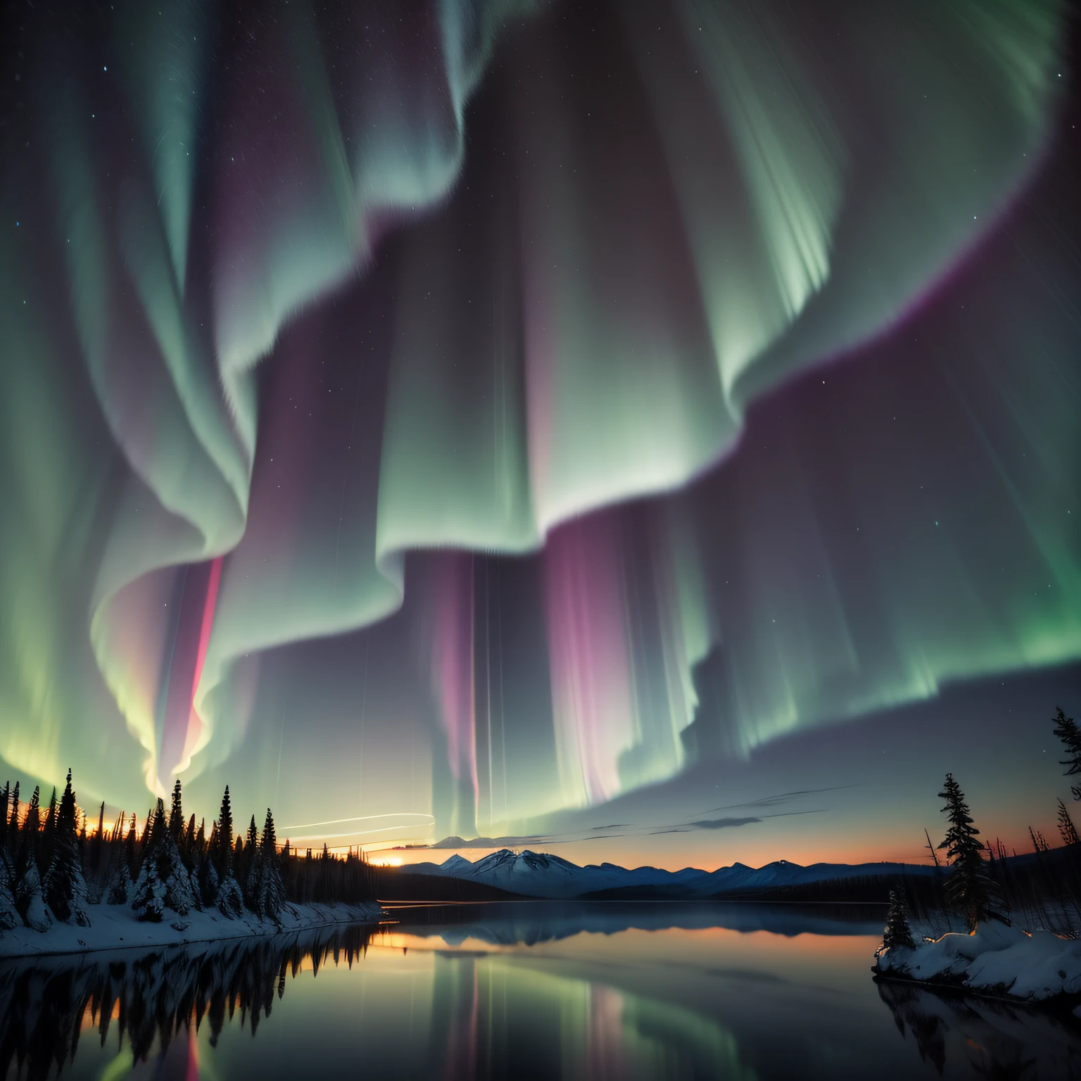 aurora boreal and lake image