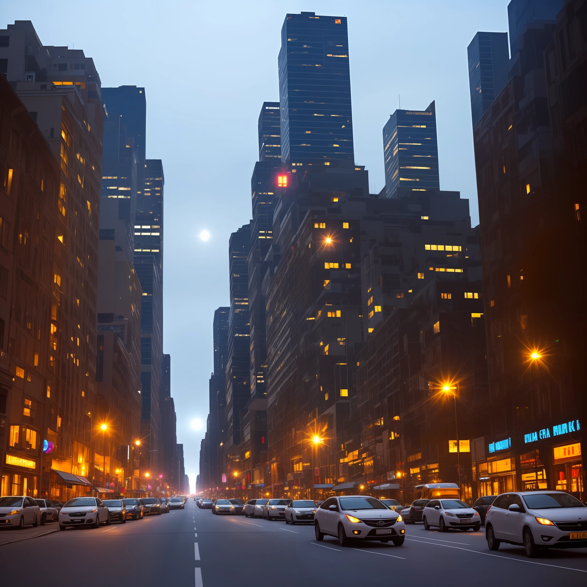 A city plunged into darkness,with a bright white light shining down --auto