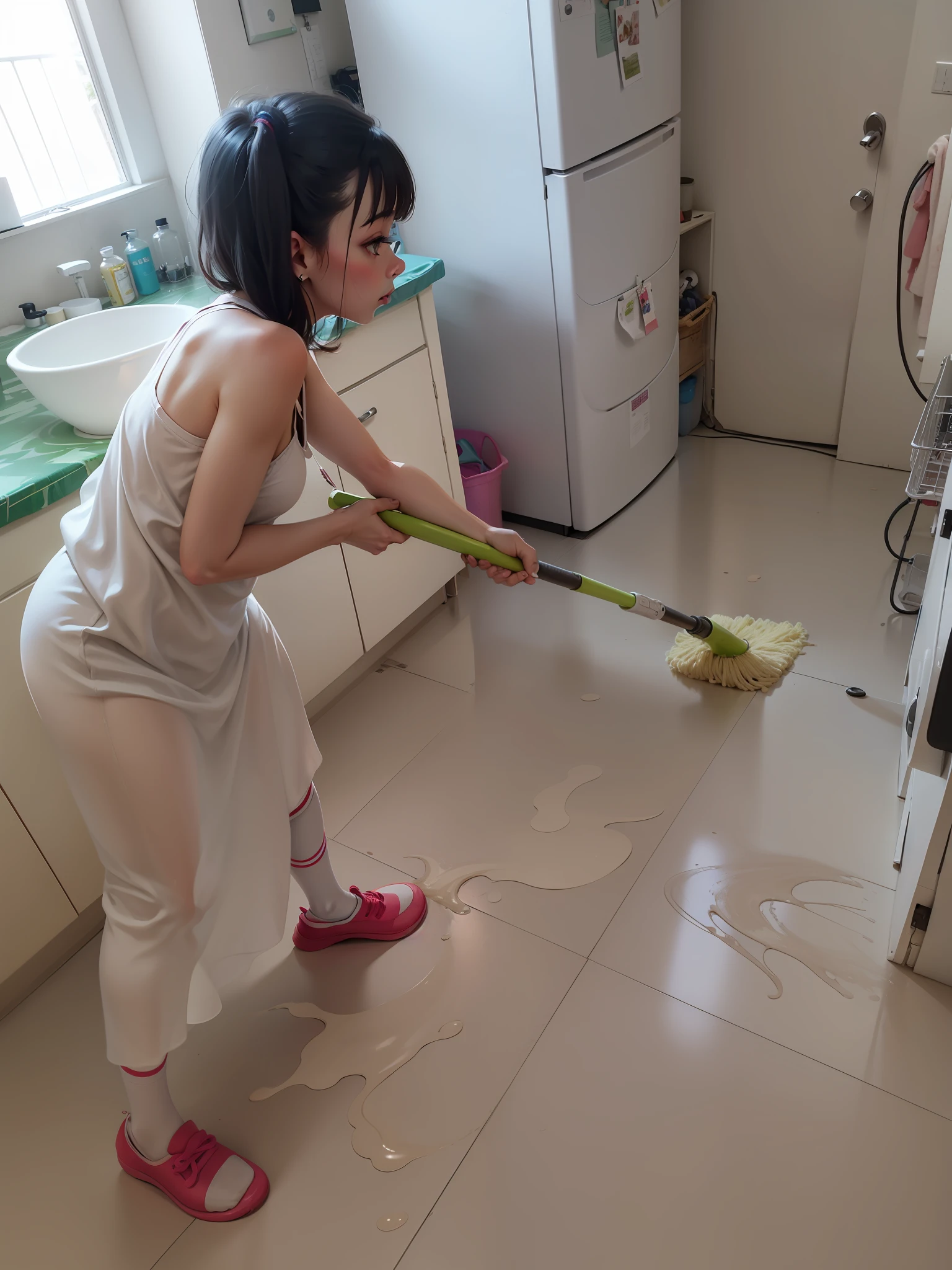 Do housework,Mopping