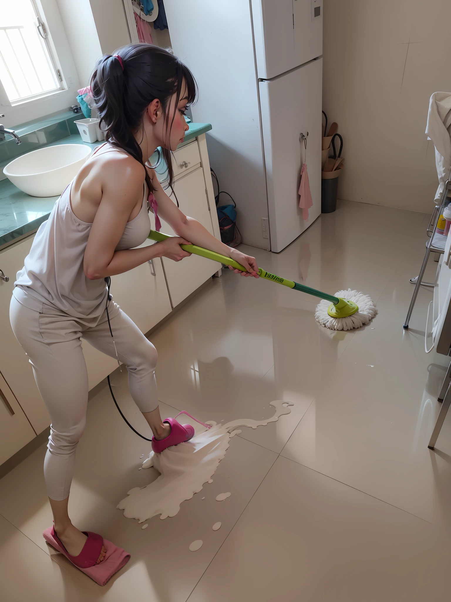 Do housework,Mopping