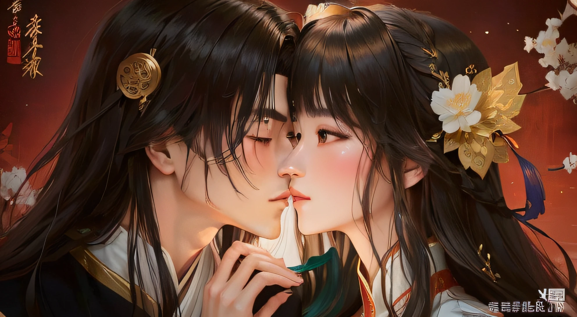 Sexual couples， Chinese style, Ancient style, Handsome men, Meticulous brushstrokes, Daisaku，Anime couple in traditional costumes，Long hair and blue dress, flowing hair and long robes, in the art style of bowater, Inspired by Seki Dosheng, xianxia fantasy, full-body wuxia, inspired by Ma Yuanyu, Guviz-style artwork, Wuxia, by Yang J, boy girl traditional romance，pretty，seminude