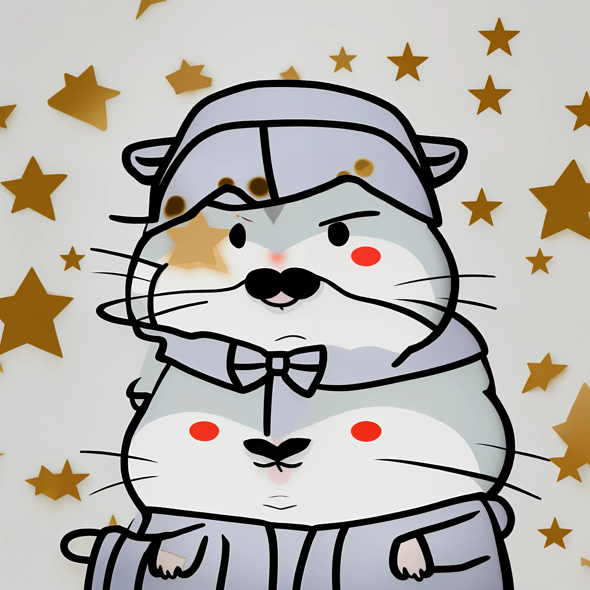 xiaoyuehan, hamster,bow, cosplay, hat, simple_background, star_\(symbol\), white_background, angry