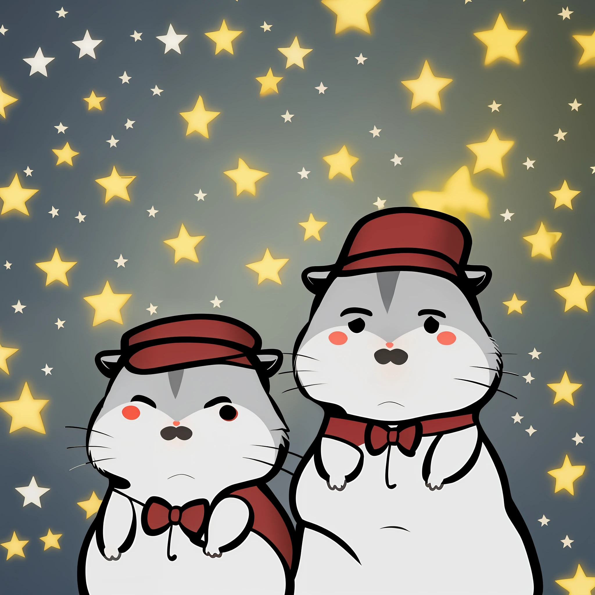 xiaoyuehan, hamster,bow, cosplay, hat, simple_background, star_\(symbol\), white_background, angry