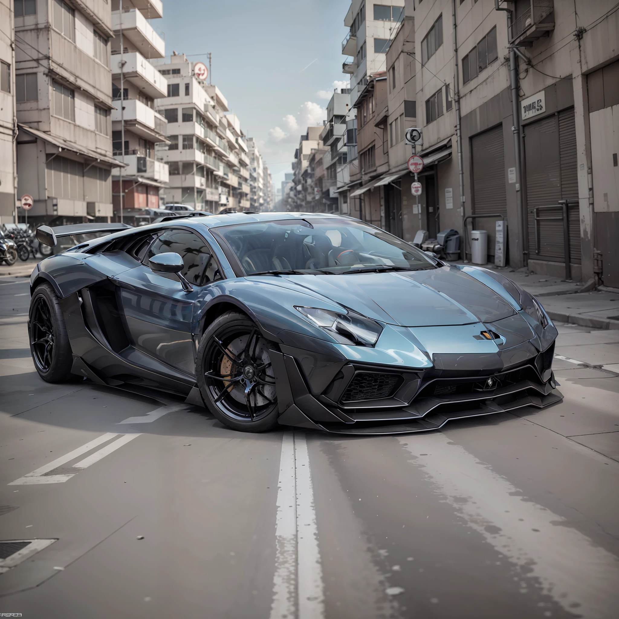 Lamborghini aventador sian cyberpunk black red detalhes drift on, obra prima, 4k, raytracing,