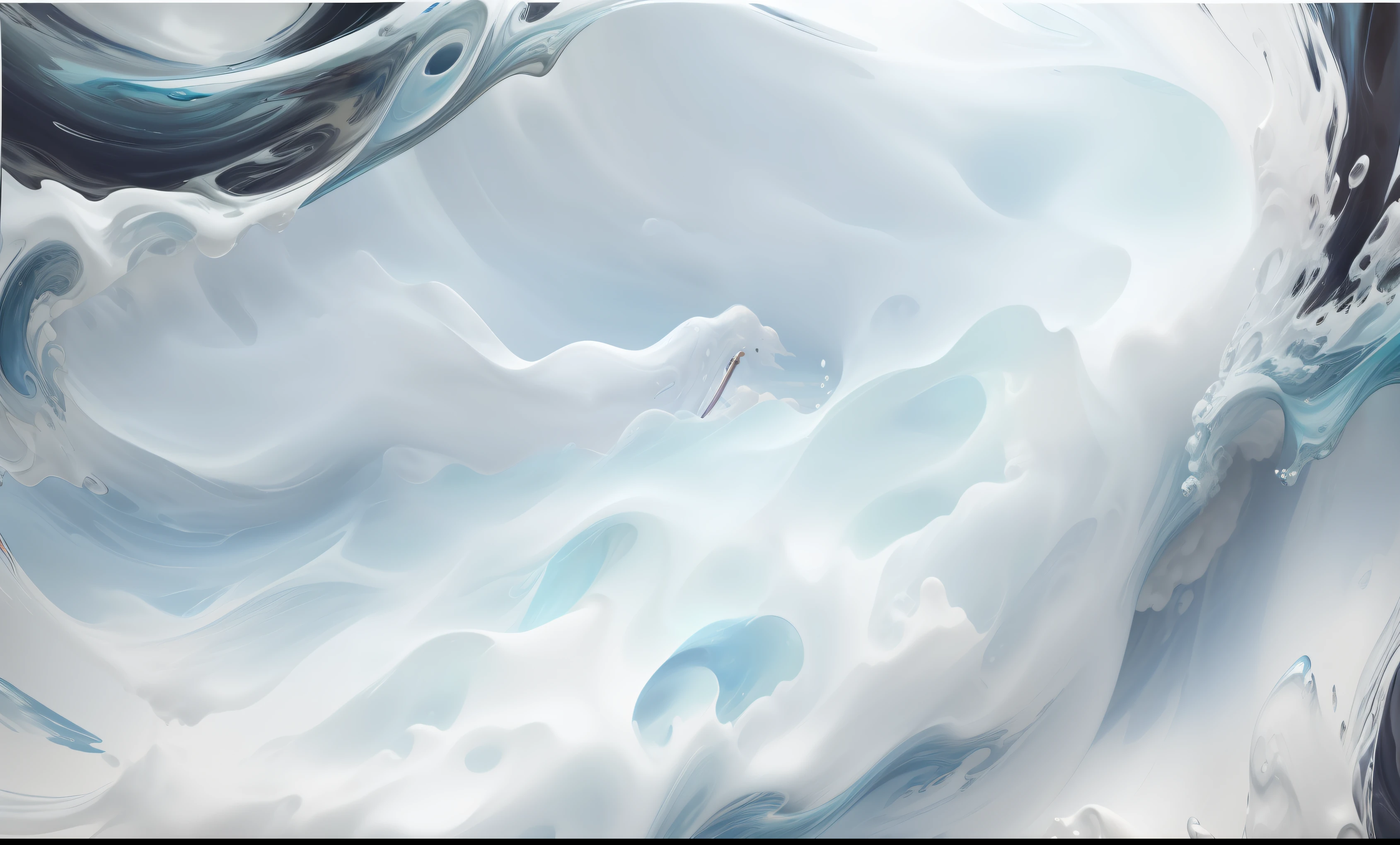 Draw a man on a surfboard in the ocean, heavenly marble, swirling scene, Extremely high resolution, detailed soft painting, abstract white fluid, the blue whale crystal texture, blue marble, painting of splashing water, high detail painting, liquid clouds, Water painting, Swirling clouds, Glass texture, extended art, clouds swirling, Swirling mist