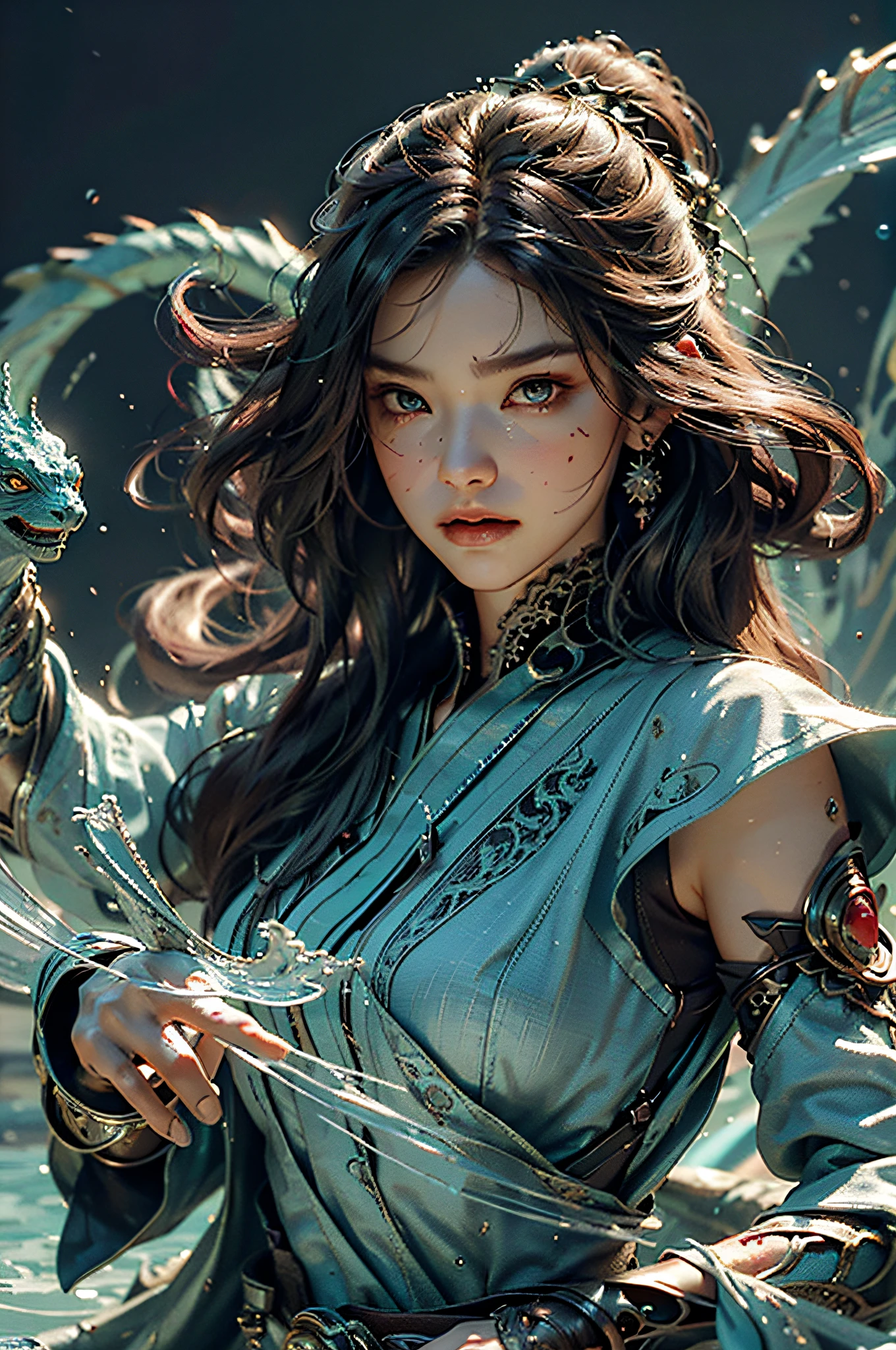 {{master piece}}, pinnacle rendering, realistic rendering, dark red rendering, metal rendering, {{color ink painting}}}, {{splash ink}}}, {{color}}, {{color}}, gorgeous rendering, best quality, illustration, flame, smoke, doomsday world, splash ink fire sea doomsday, full body, 1 girl, exquisite facial details, delicate facial features, fair face, beautiful detail eyes, deep pupils, broken city details, beautiful details long hair, Wave of Hair, Broken Detail Street, Transparent Mechanical Core, Cyborg Girl, Detail, Cool, Tight Fit, Lace Finish, Line Light Costume Finish, Light Rendering, Reflection, Highlight, Holy Light, Confidence, Glamour, Battle Stance Details Close-up, Fire Day, {Filigree}, Colored Background, A Dragon Stands Behind the Girl, Sea of Fire, {Tornado Special Effects}, Beautiful Details, (Cold Face, Confident) Great Depth, Depth of Field, 360°Panorama screen, fierce and grand battle scenes, broken mirrors, fingers all hidden and not displayed, small mouth closed