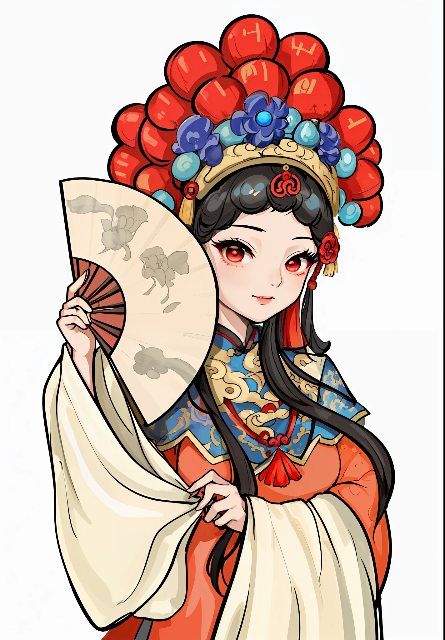 Cartoon girl in Chinese costume holding fan and fan, Princesa chinesa antiga, ancient asian dynasty princess, China Princess, Palace ,A girl in Hanfu, a beautiful fantasy empress, an ancient Chinese goddess, beijing opera, Wearing ancient Chinese clothes, ancient china art style,