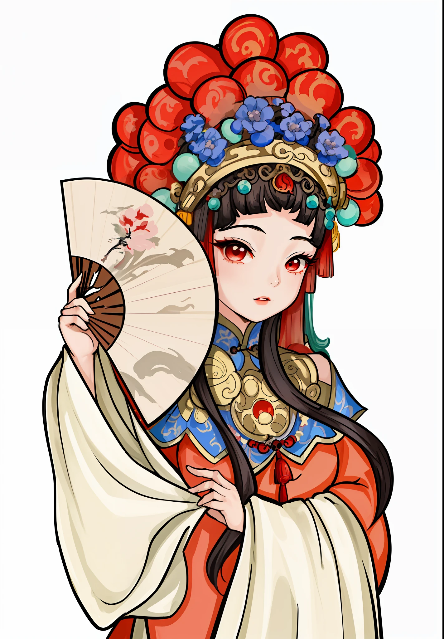 Cartoon girl in Chinese costume holding fan and fan, Princesa chinesa antiga, ancient asian dynasty princess, China Princess,  Palace ，A girl in Hanfu, a beautiful fantasy empress, an ancient Chinese goddess, beijing opera, Wearing ancient Chinese clothes, ancient china art style,