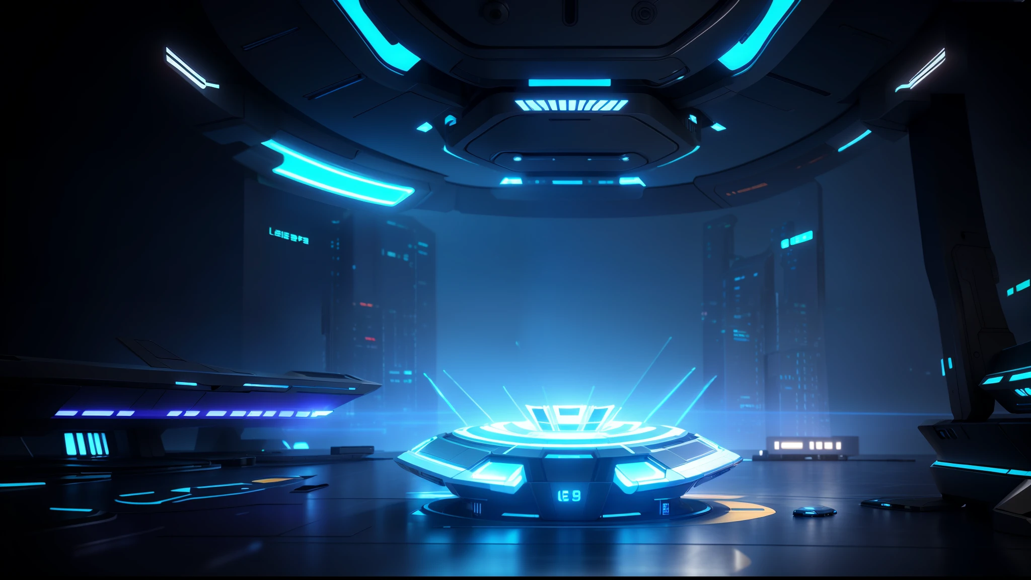 Close-up of futuristic objects, rendered in unrealengine, 3 d render beeple, Futuristic setting, Futuristic. Game CG, futuristic laboratory, 3d rendered in octane, 3 d rendered in octane, rendered in octane render, volume raytracing fog, rendered in octane render 32k, in a futuristic arena,(Top angle of view),detail-rich