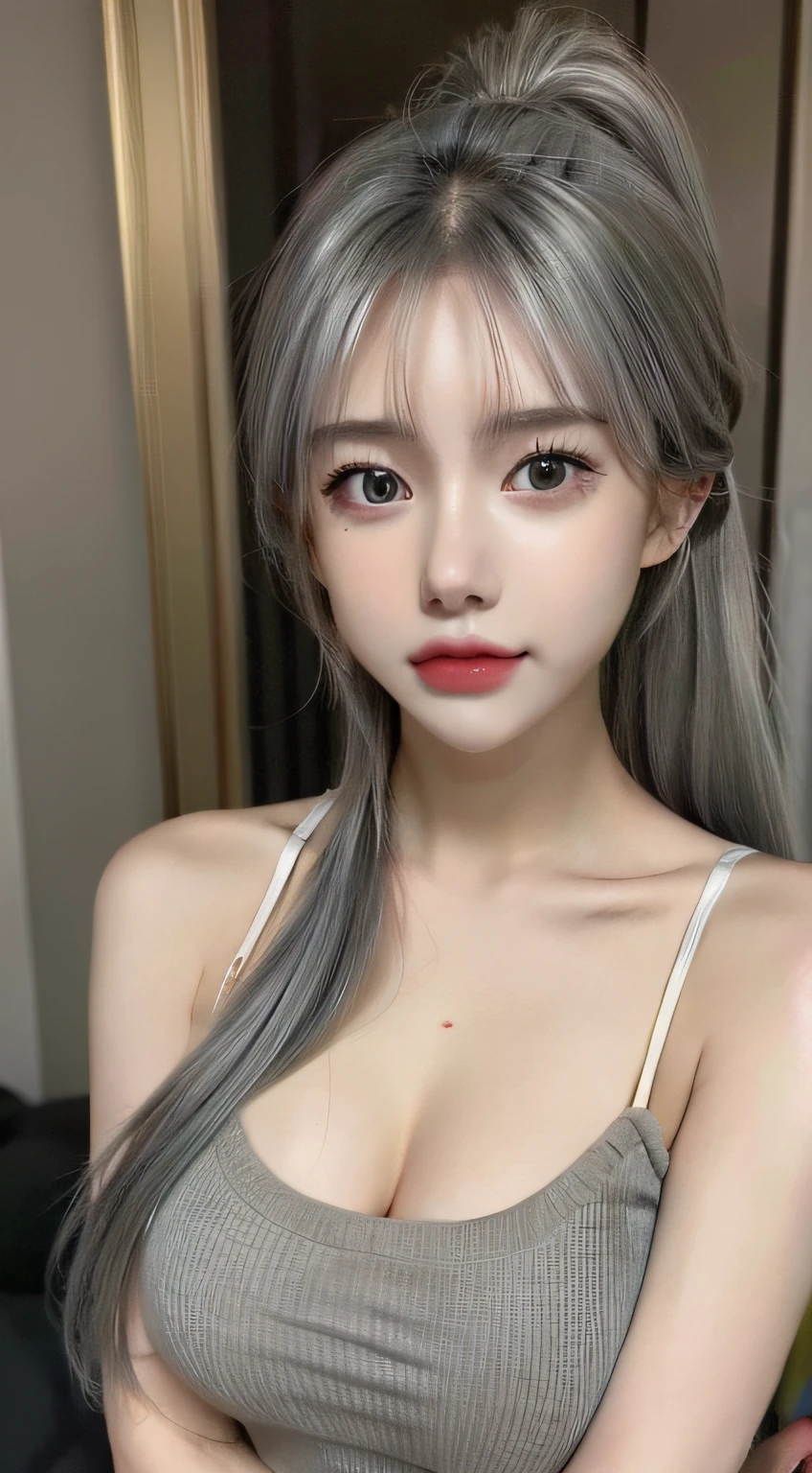 ((Best Quality, 8K, Masterpiece: 1.3)), 1 girl,foot,Mature and charming woman,Silver hair, long ponytail,