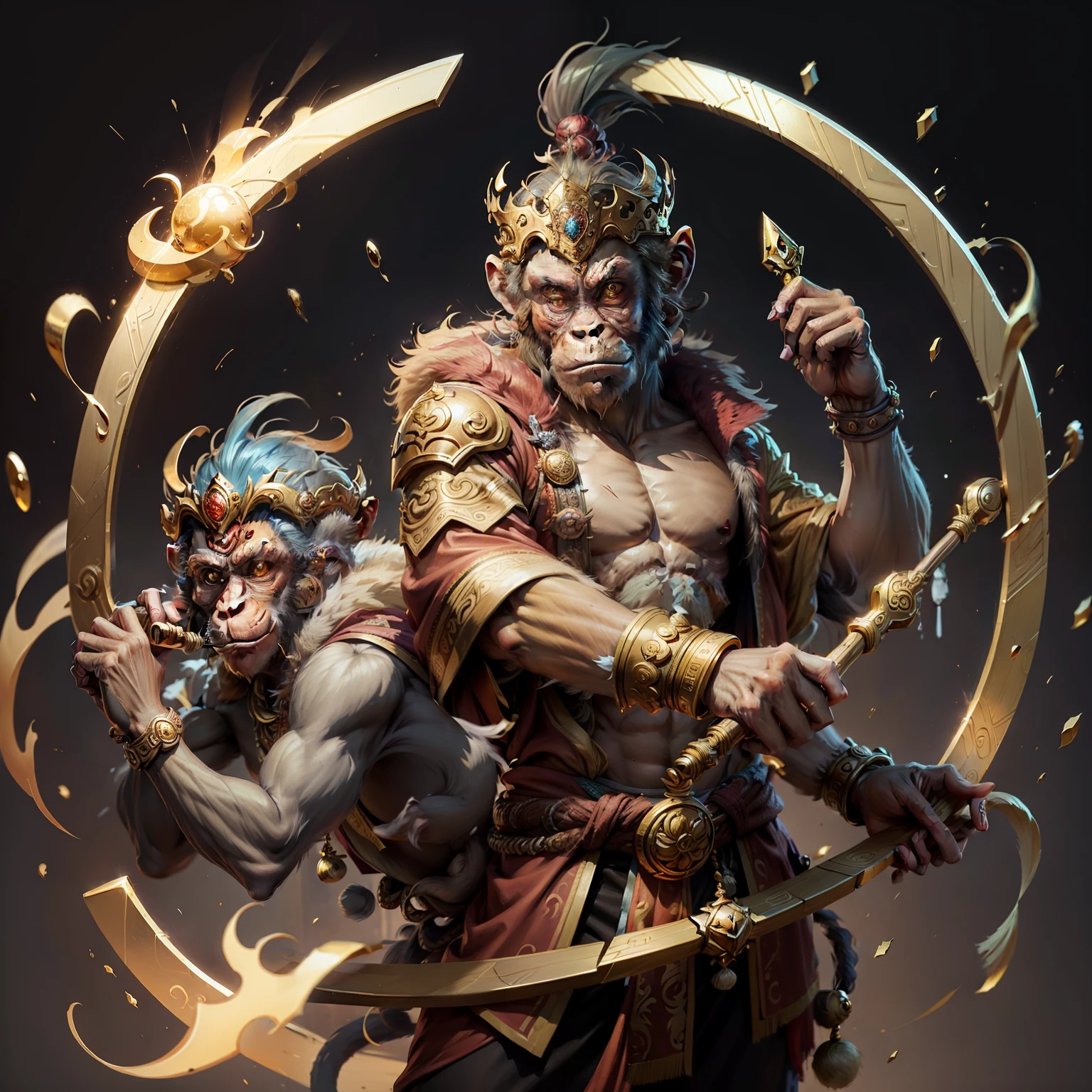 monkeys，Monkey king，Play cool，Golden Hoop Stick，