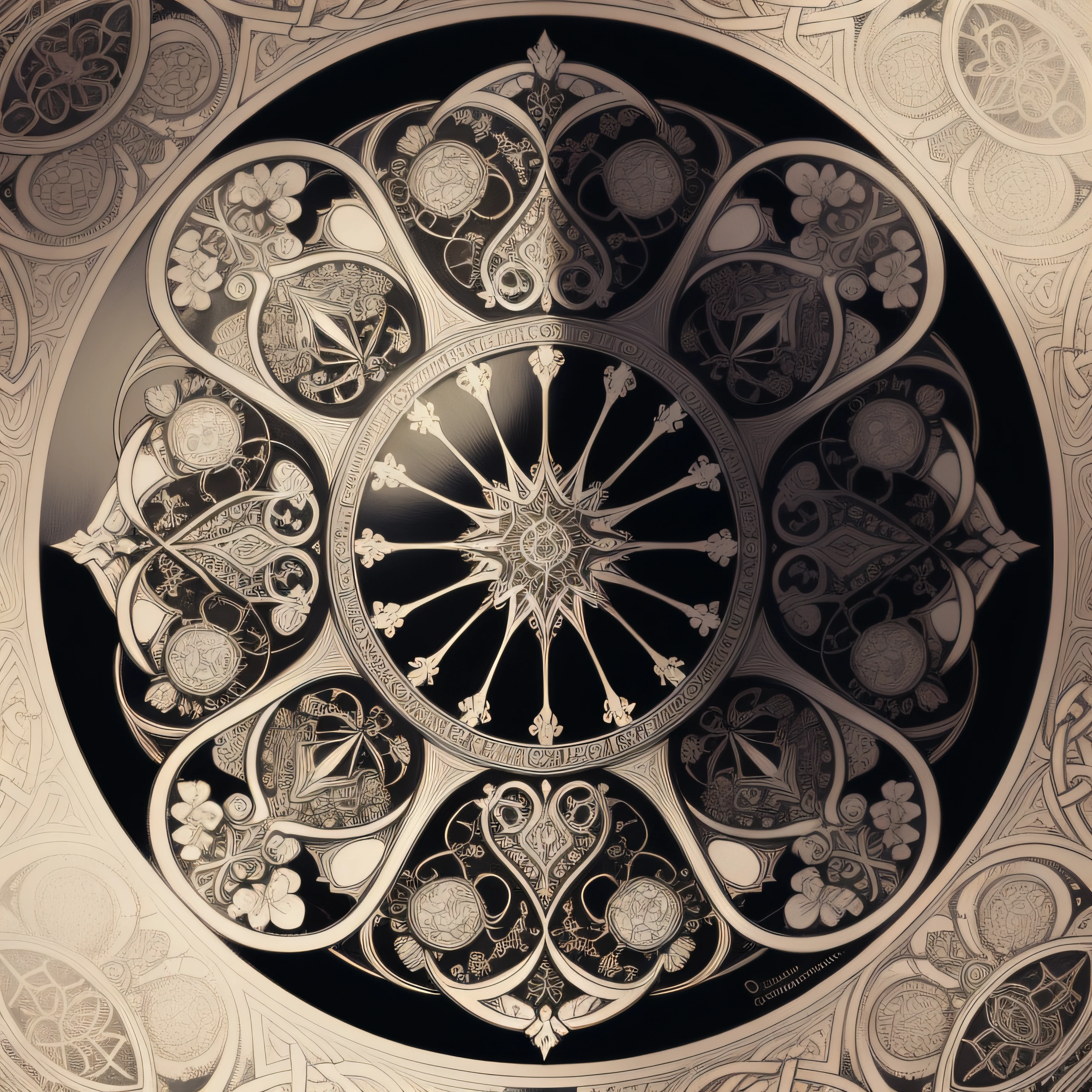 black and white pattern design inspired by traditional celtic knots, celtic knots tattos, and art noveau deisgn prints, mucha style, muses branches and spirals, soft