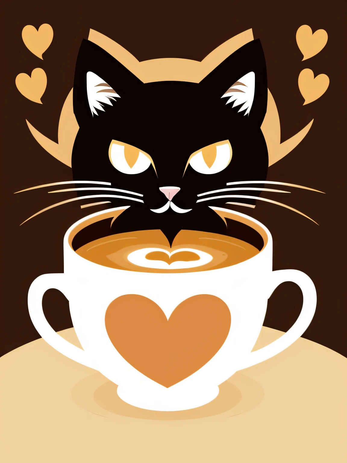 Vector-art cartoon-style of an (angry cat sipping from a cup of coffee: 1.3). Give the cat big round eyes and a smirking smile to convey its delight. The cup can have a friendly and approachable design, with decorative elements like hearts or coffee beans. Add subtle shading and highlights to give the illustration depth and dimension. Use a warm color palette to evoke the cozy feeling of enjoying a cup of coffee