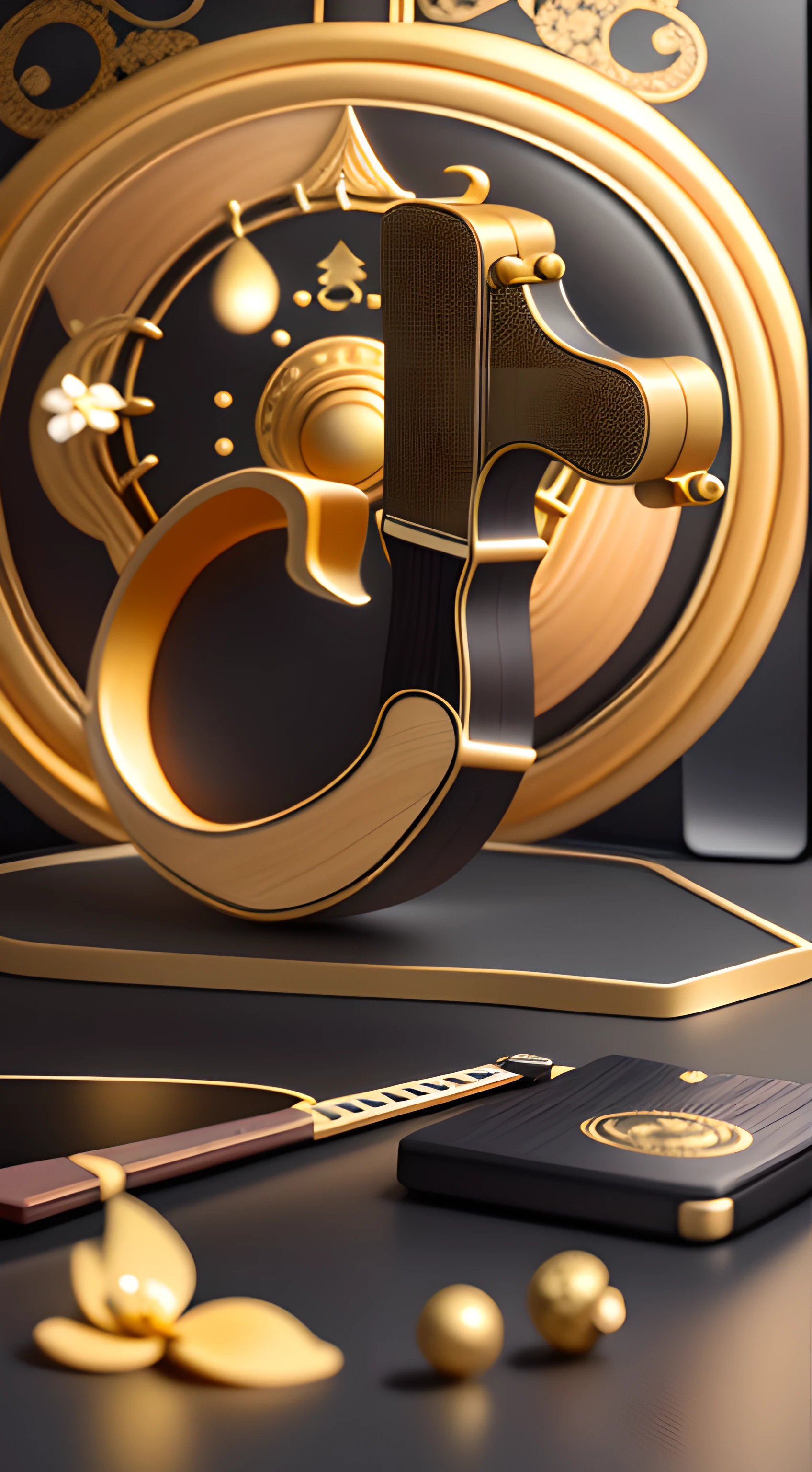 kosmos,Premium gray:2,with black background,starrysky:2,Golden curves,TikTok symbols(Internal guitar,microphones,Kim Violin,Golden magnolia flowers:2,Golden Bamboo),Gold plastic armor,Funeral style,Xianxia TV series