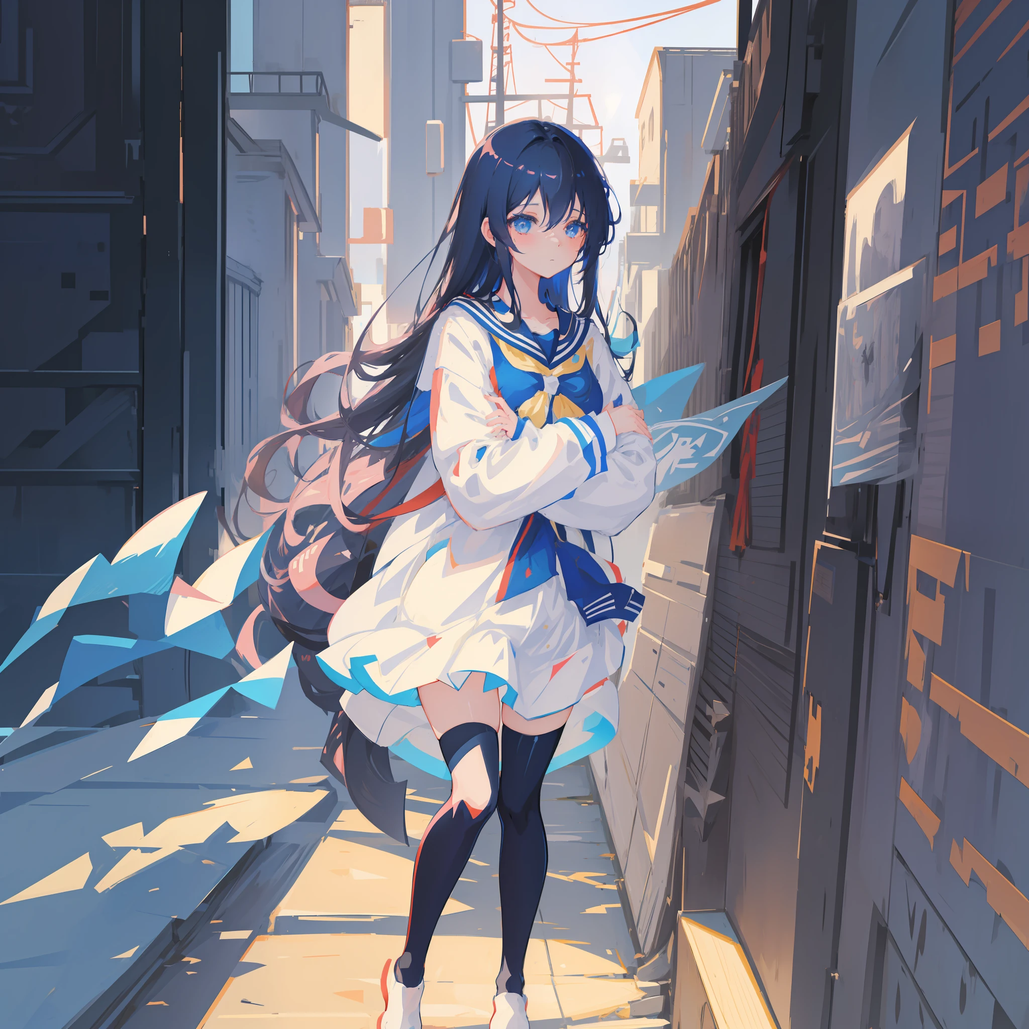 Anime girl with long black hair and blue eyes in a sailor suit, style of anime4 K, anime moe art style, Kantai collection style, azur lane style, 《Ghost Wind Special Assault Team》The art of pixels, anime art style, anime visual of a cute girl, Anime art wallpaper 4 K, Anime art wallpaper 4k, Anime art wallpaper 8 K