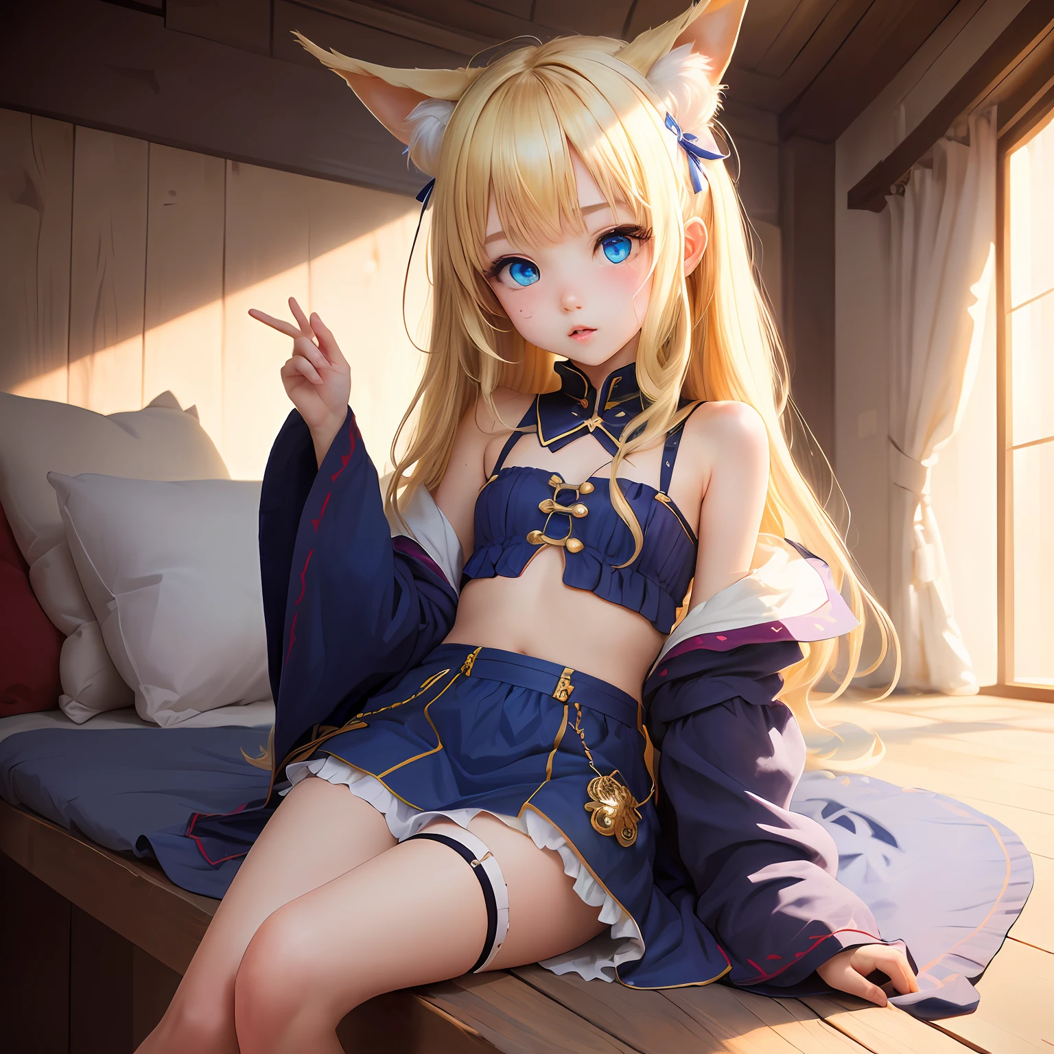 Two-dimensional blonde blue-eyed beast-eared li