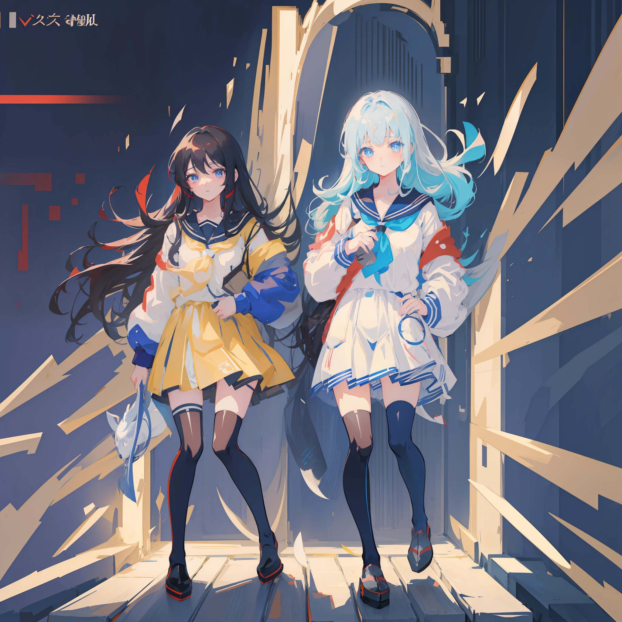 Anime girl with long black hair and blue eyes in a sailor suit, style of anime4 K, anime moe art style, Kantai collection style, azur lane style, 《Ghost Wind Special Assault Team》The art of pixels, anime art style, anime visual of a cute girl, Anime art wallpaper 4 K, Anime art wallpaper 4k, Anime art wallpaper 8 K