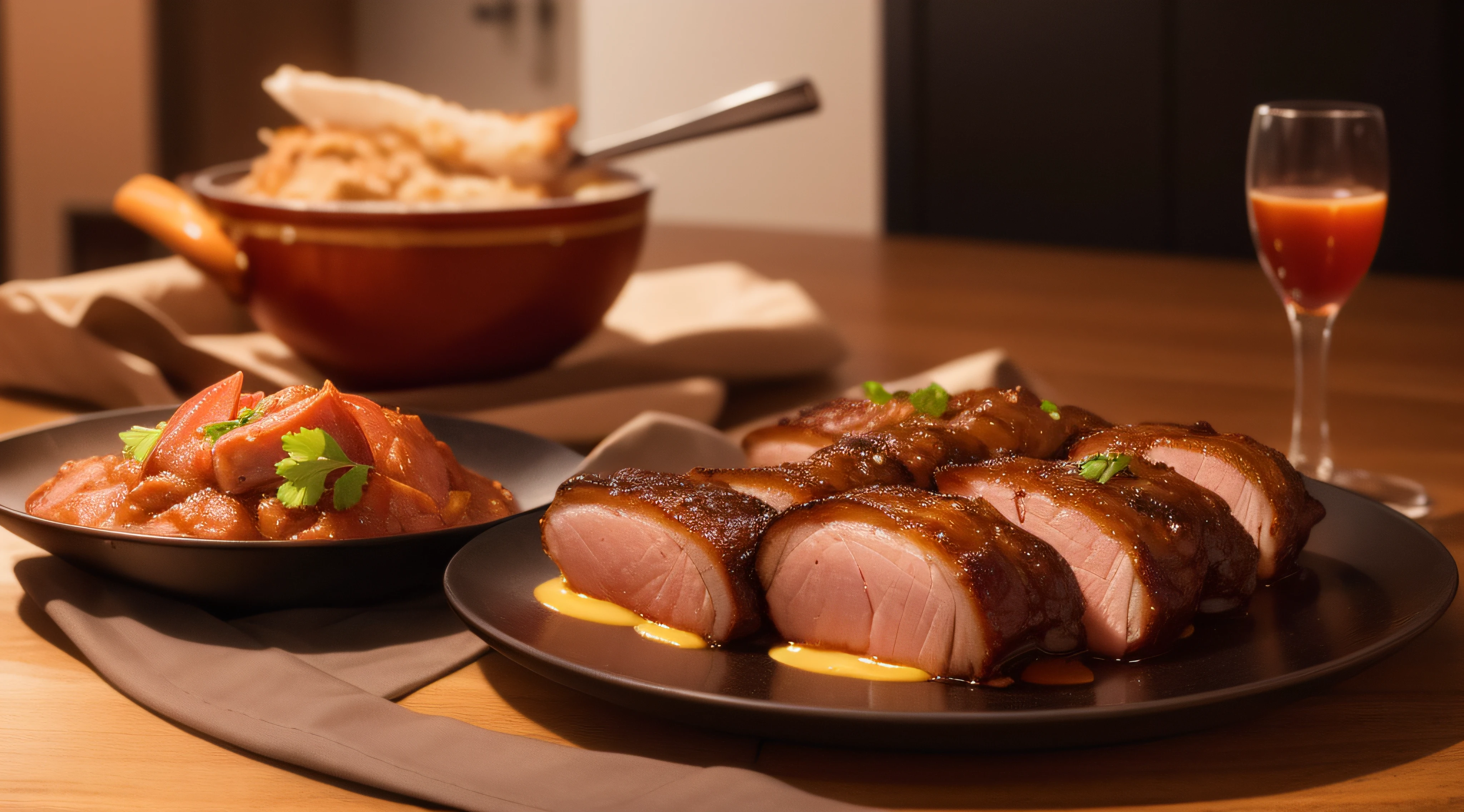 delicacies, A plate of braised pork in the East, plethora of colors, Realiy, Fujifilm, Surrealism, film grain, UHD, masterpiece, ccurate, highres, 8k