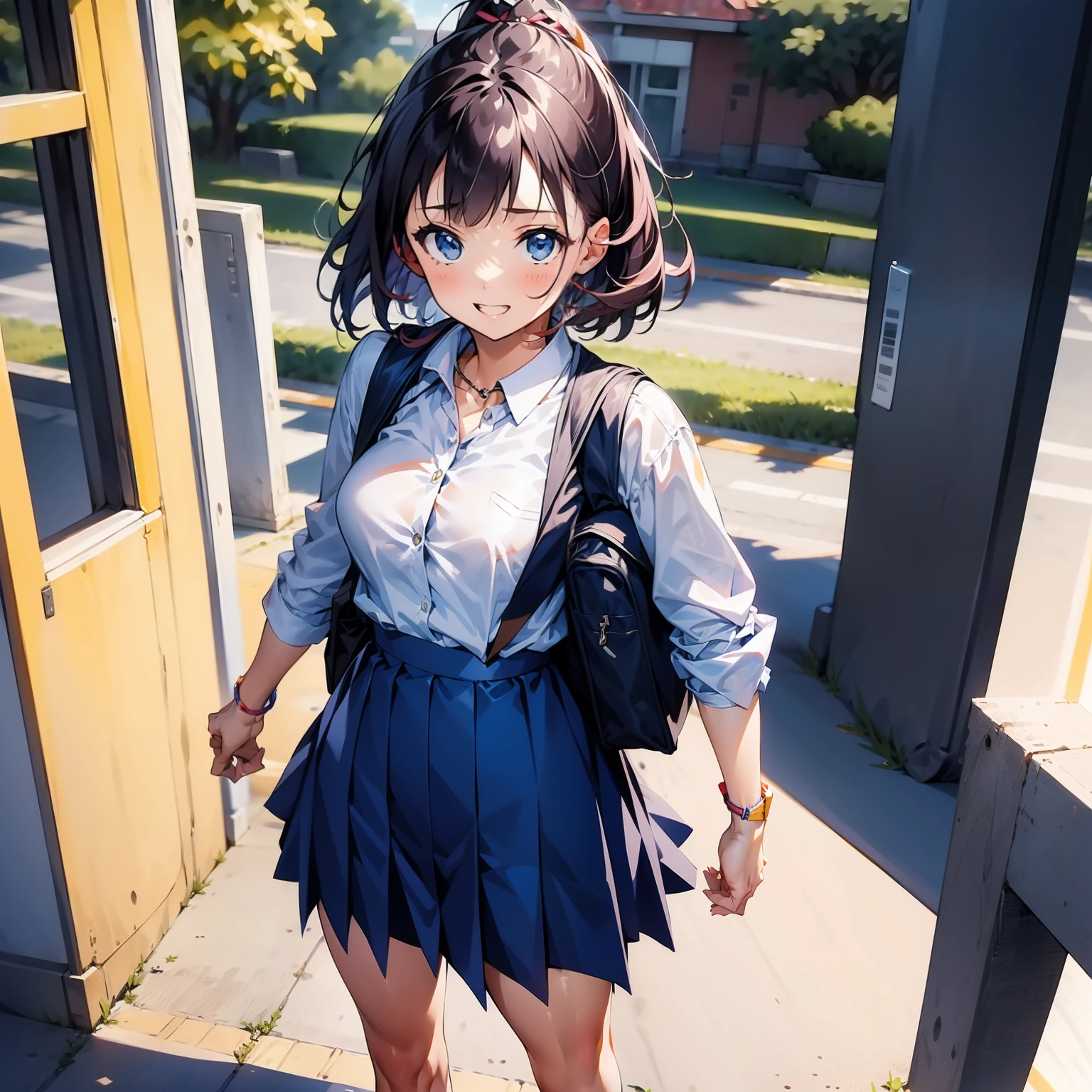 Girl carrying a school bag