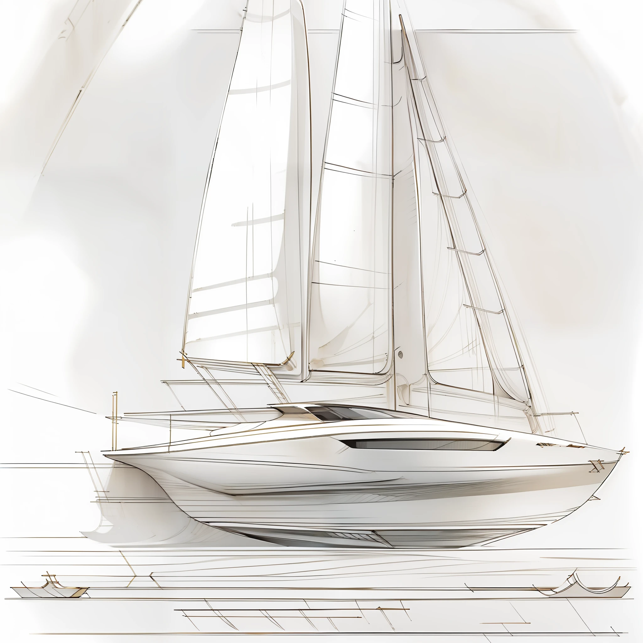 (obra-prima)),(((melhor qualidade)),(folha de design de PROJETADO DE UM BARCO CATAMARAM SPORT, , mesmo BARCO, frente, lado, costas), illustration, ARTE CONCEITUAL 1 BARCO, SKETCH, Drawn in pencil, DESIGN OF PROTOTYPE OF A BOAT ( fundo branco: 1.3)