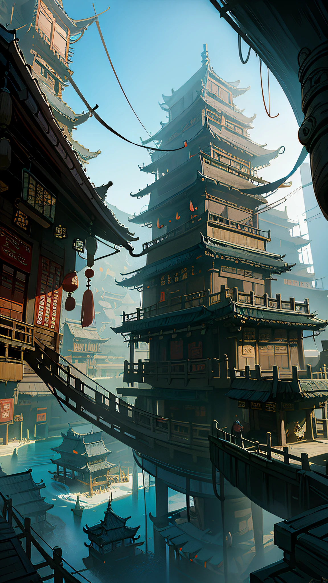 extremely detailed, 8k, wallpaper,masterpiece, best quality, ultra-detailed, bilgewater,(chinese architecture) ,