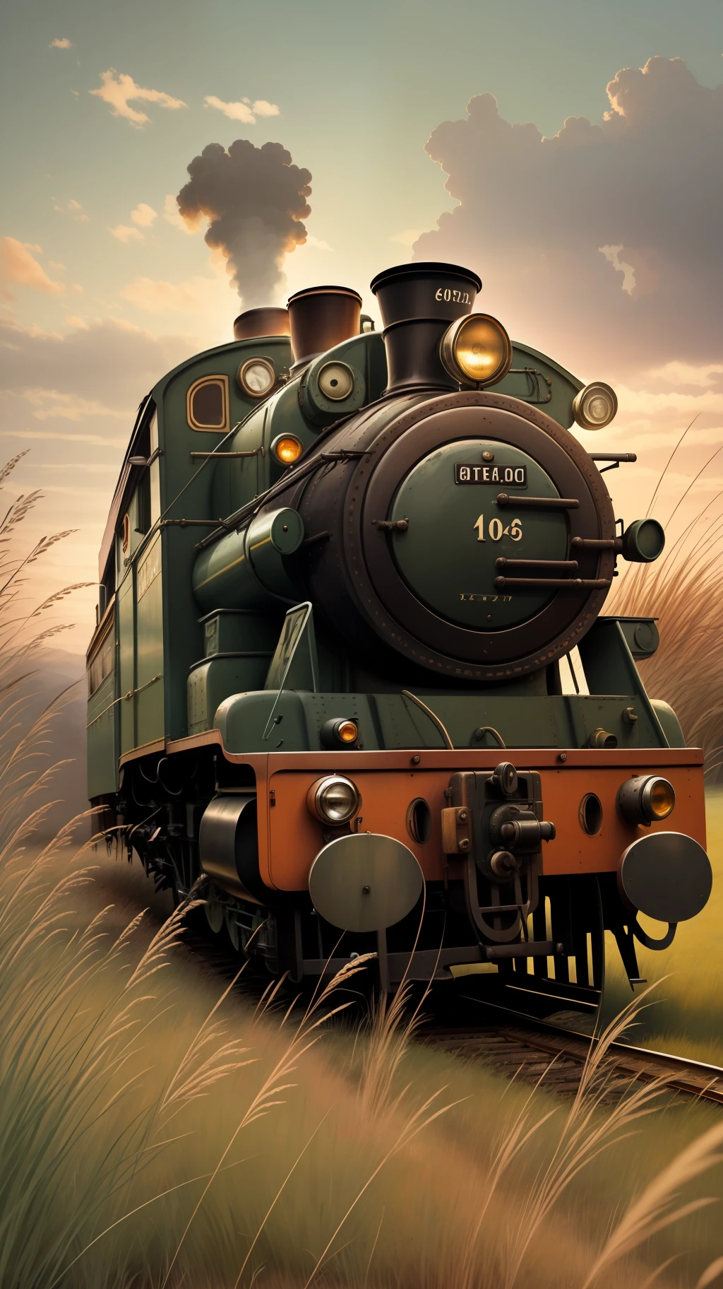 Vintage trains,Rusty long grass