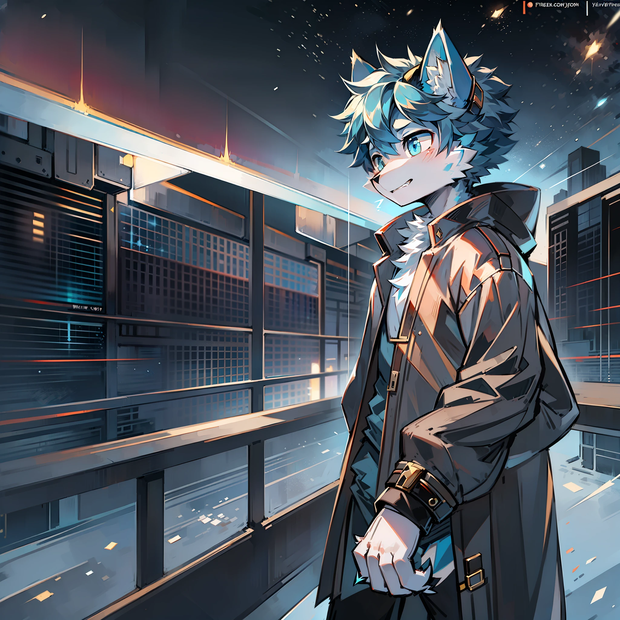 Cybermetropolis,Thunder,drifting snow,Male blue cat,Chinese trench coat,Quantum ghost,firmament,shoun,Single-image charts