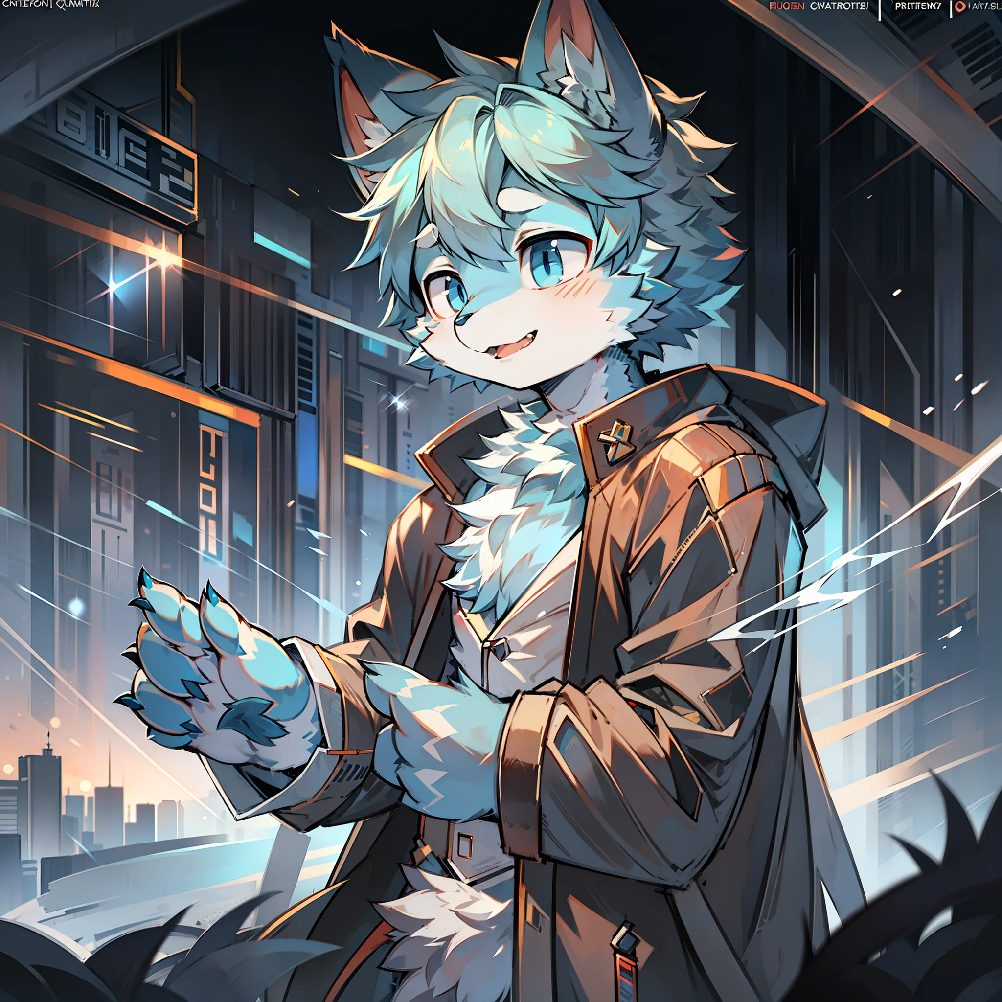 Cybermetropolis,Thunder,drifting snow,Male blue cat,Chinese trench coat,Quantum ghost,firmament,shoun,Single-image charts