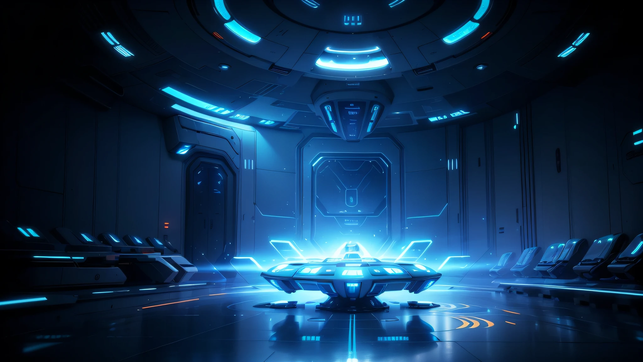 Arradid view of a futuristic spaceship with a futuristic interior, Futuristic setting, futuristic room background, futuristic laboratory, Futuristic room, futuristic space ship interrior, futuristic base, in futuristic laboratory room, futuristic hall, futuristic scientific laboratory, sci - fi interior, Spaceship corridor background, futuristic environment, Futuristic. Game CG, scifi room, sci - fi setting, futuristic interior，（lens flare glow：0.7），particle effect，Ray traching，cinmatic lighting，shallowdepthoffield，Shot on Sony Alpha 1，50mm wide-angle lens，Sharp focus，Motion picture film still，