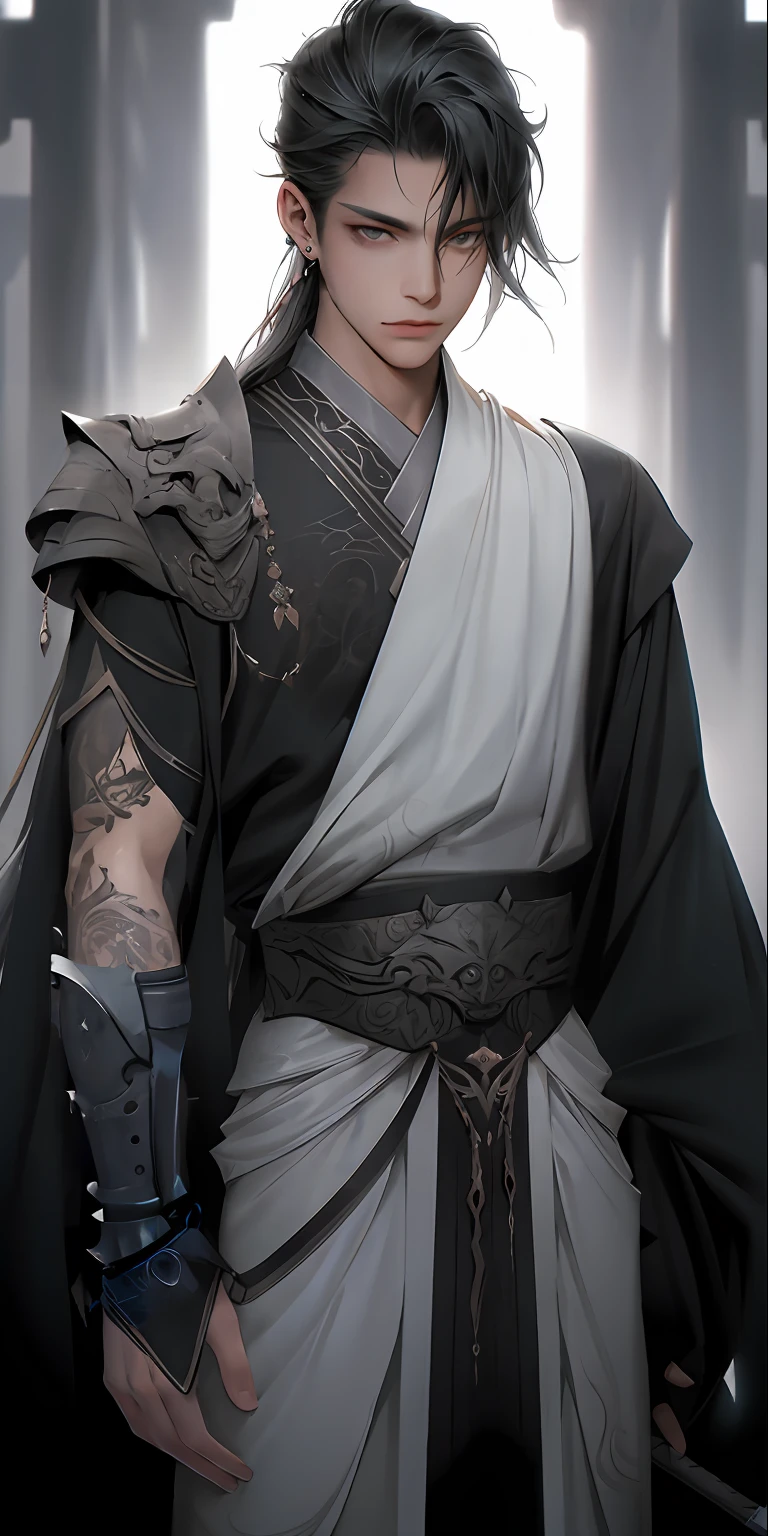 Black dragon tattoo and metal armour