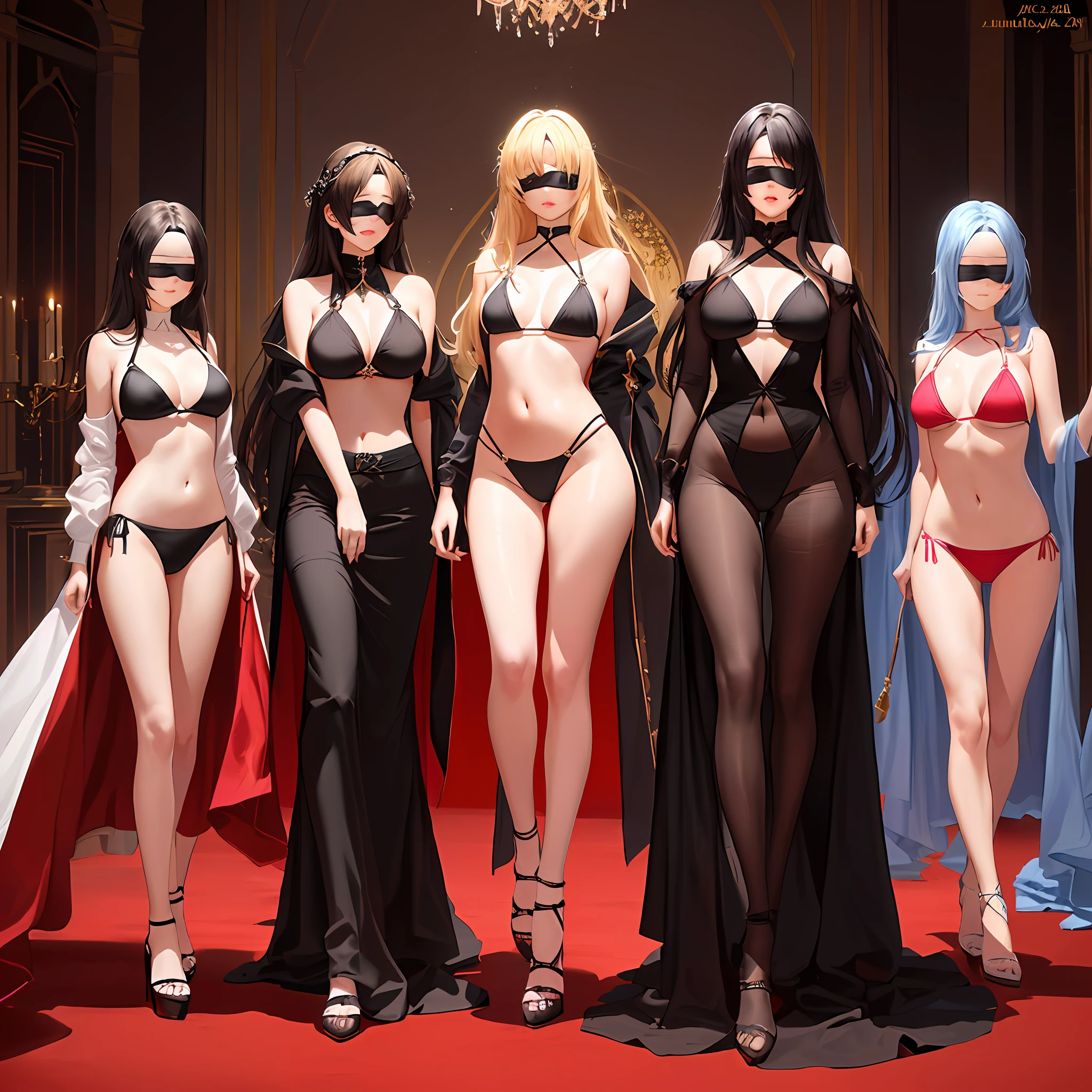 incantation(Prompt): Royal Sister,blacksilk,Contrast,Blindfolds,roleplaying,Three-point bikini,strappy heels,body
type: Magic 2.2D, CFG scale: 7, Hires upscale: 1.5