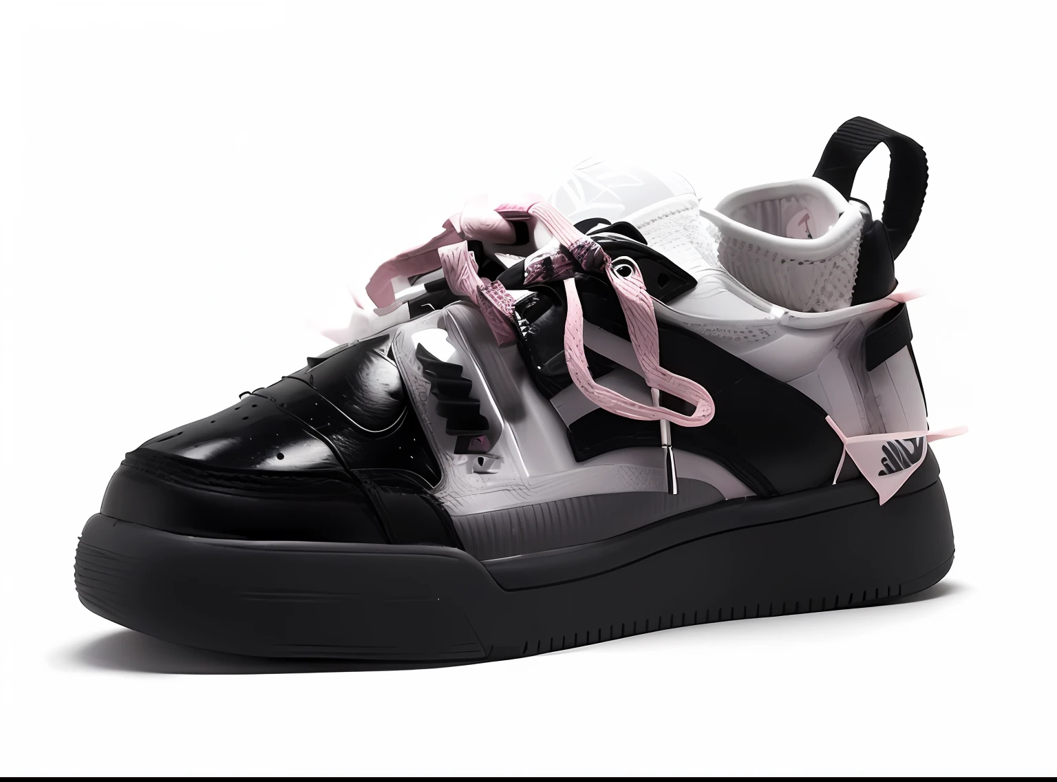 Sneakboard shoes,Matte black pink color scheme,white backgrounid
