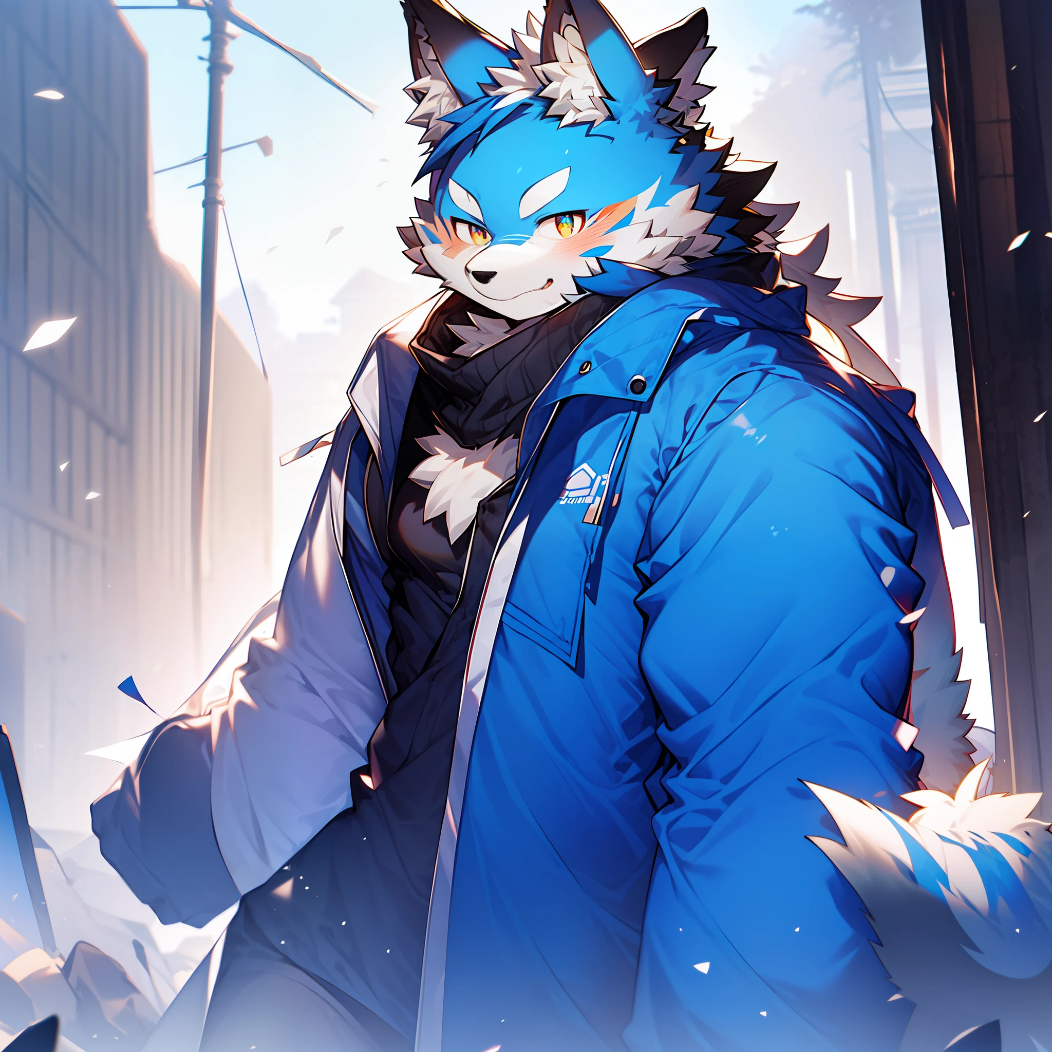 Furry,coyote,Blue-white hair,Blue pupil