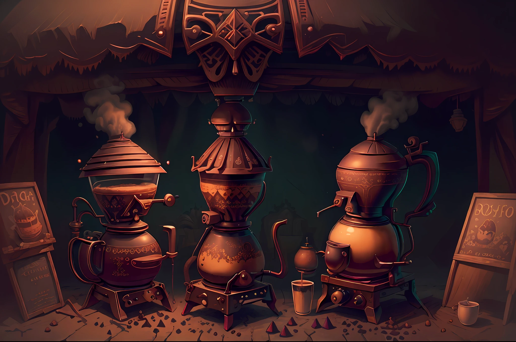 GothicPunkAI Coffee Machine, detalhes intrincados, obra prima