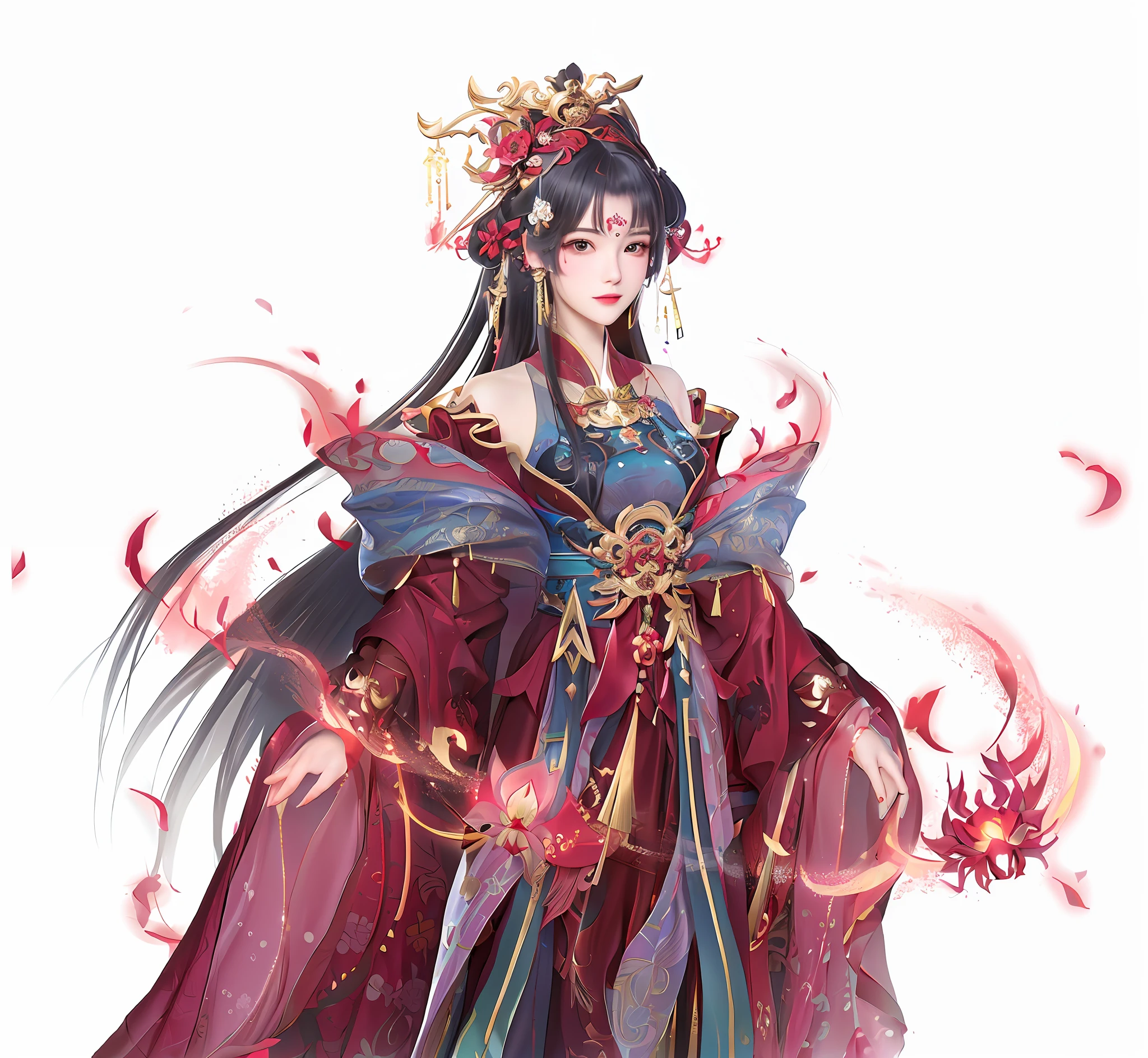 Anime girl wearing red dress,Take a fan and a fan, a beautiful fantasy empress, ((a beautiful fantasy empress)), Palace , A girl in Hanfu, Onmyoji detailed art, Princesa chinesa antiga, Inspired by Lan Ying, full-body xianxia, China Princess, Beautiful character painting, beautiful and elegant elf queen, gilded lotus princess, inspired by Ju Lian