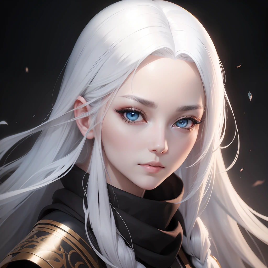 a close up of a woman with a white hair and a black scarf, a character portrait by Yang J, pixiv contest winner, fantasy art, white haired deity, beautiful character painting, artwork in the style of guweiz, the piercing stare of yuki onna, guweiz, with white long hair, with long white hair, flowing hair and long robes