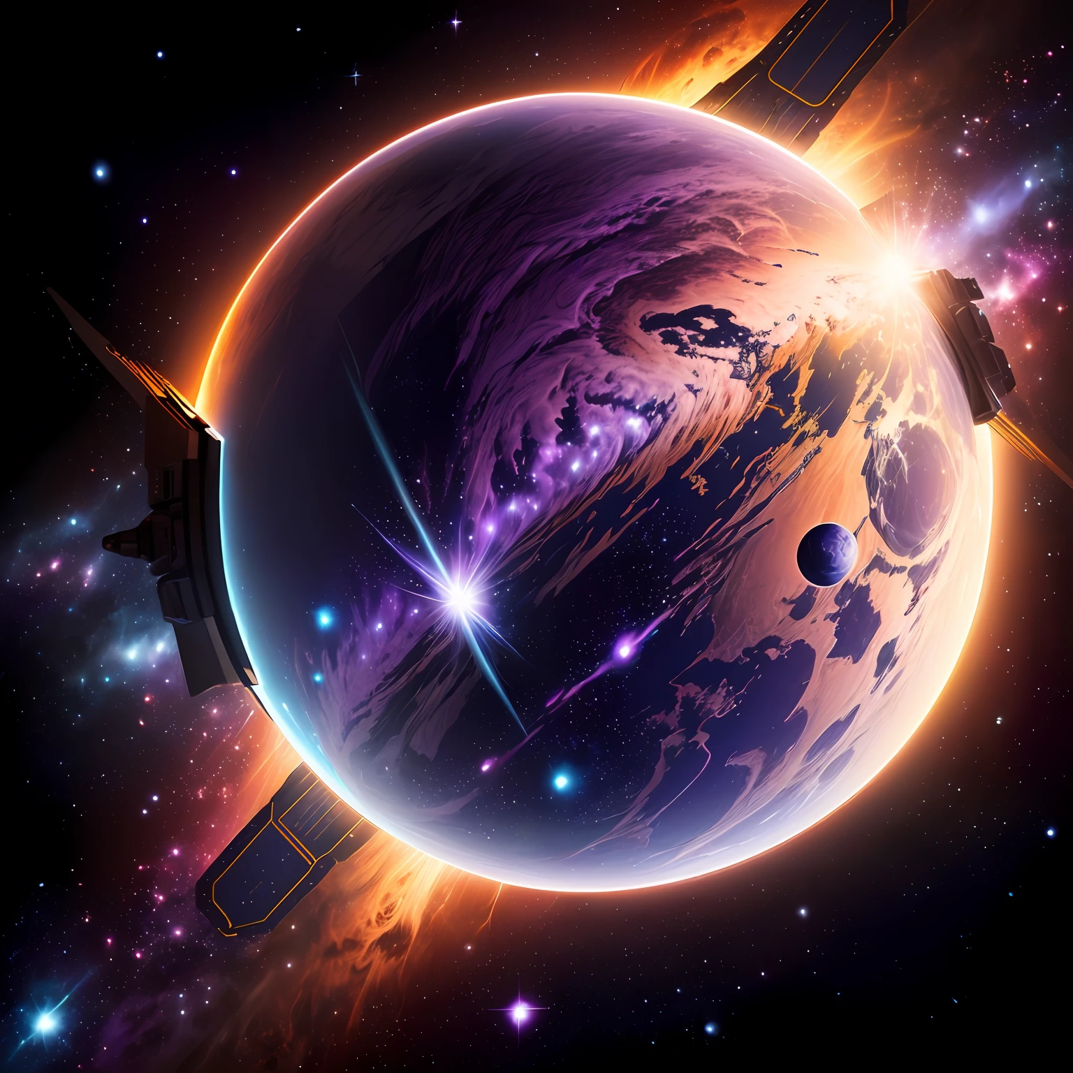 starlights，space，planetes，purpleish color
