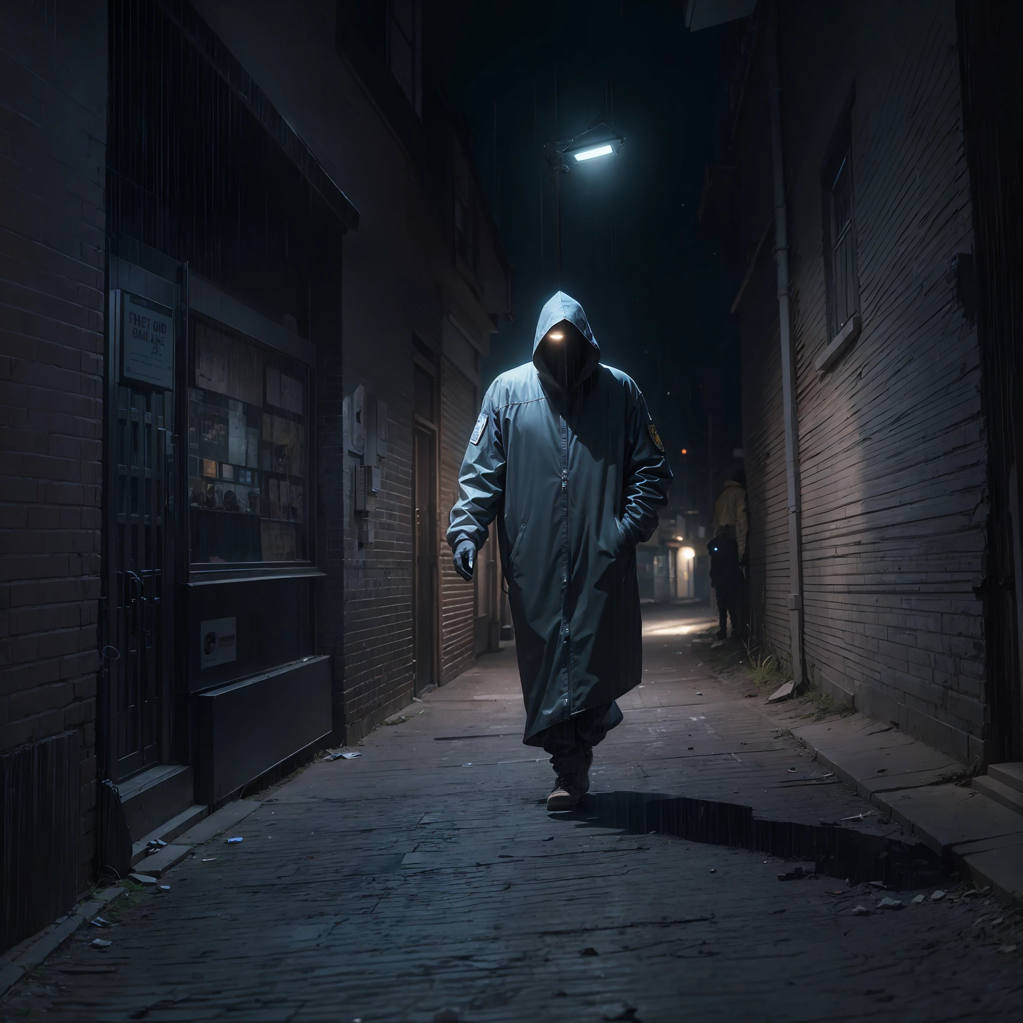 The Arafed man walks in a dark alley at night, security footage, security cam footage, CCTV camera footage, Safety cam lens, cctv footage, security cam footage, night time footage, caught on security camera, night cam footage, surveillance footage, man steal computers, taken on a 2010s camera, mystical figure, discovered photo