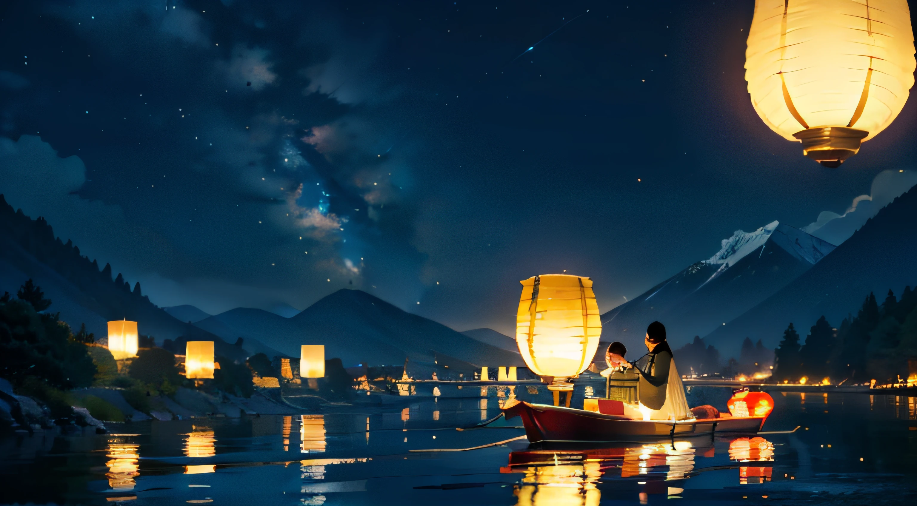 Light is a lamp。Such as tens of millions of fish swimming across the river and sea,Countless lanterns slowly rose from the top of the mountain。 . They sparkle in the darkness of the night,Shine brightly。Like a floating soul,The most magnificent dream,Magnificent,Light up his path。