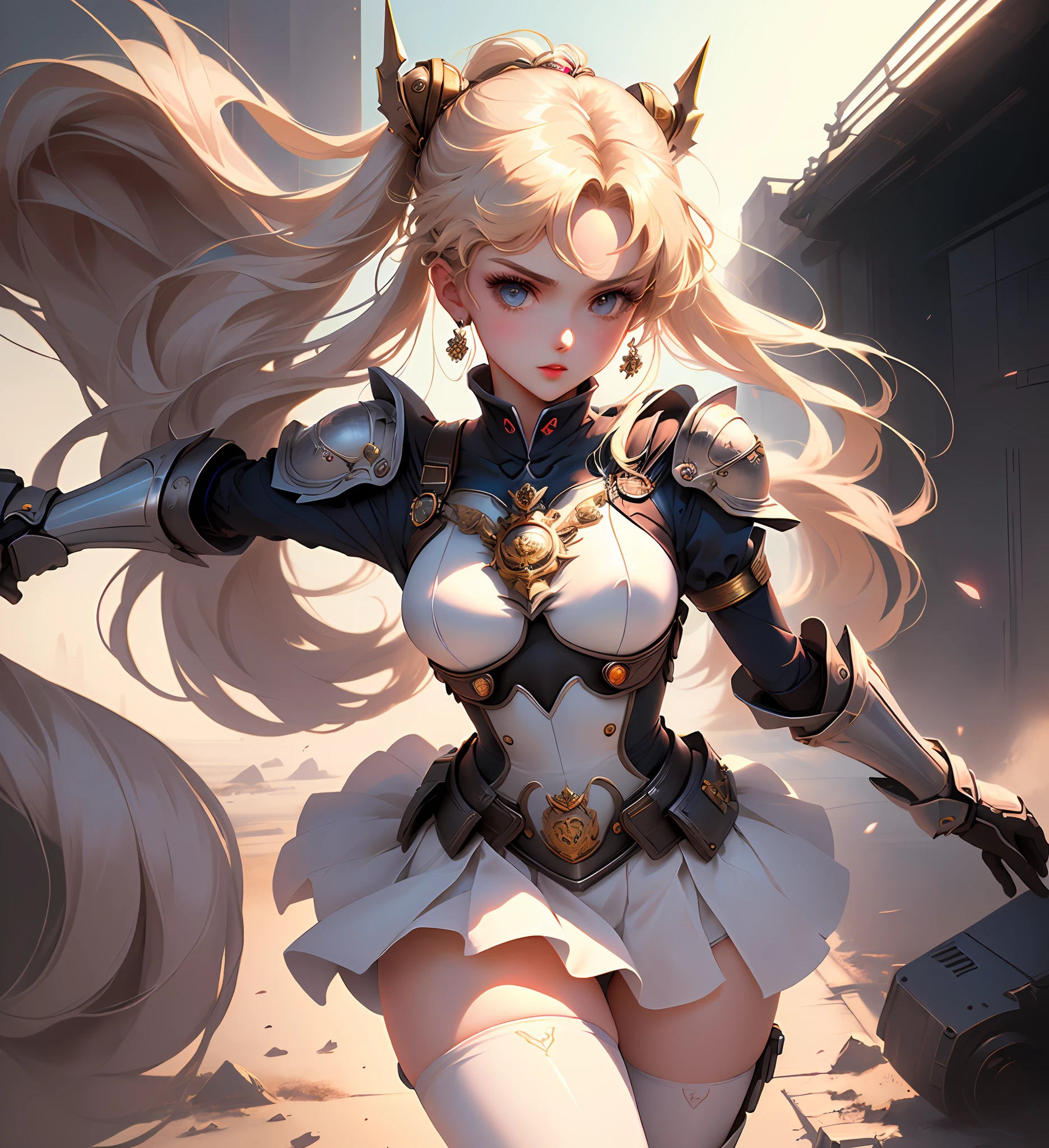 Top image quality、rialistic photo、realphoto、Beautiful face of beautiful woman、Ultra mini skirt、White panty、Cartoons for women, Anime style,, as a retro futuristic heroine, Retro images,, knights of zodiac girl, , Retrofuturistic heroine