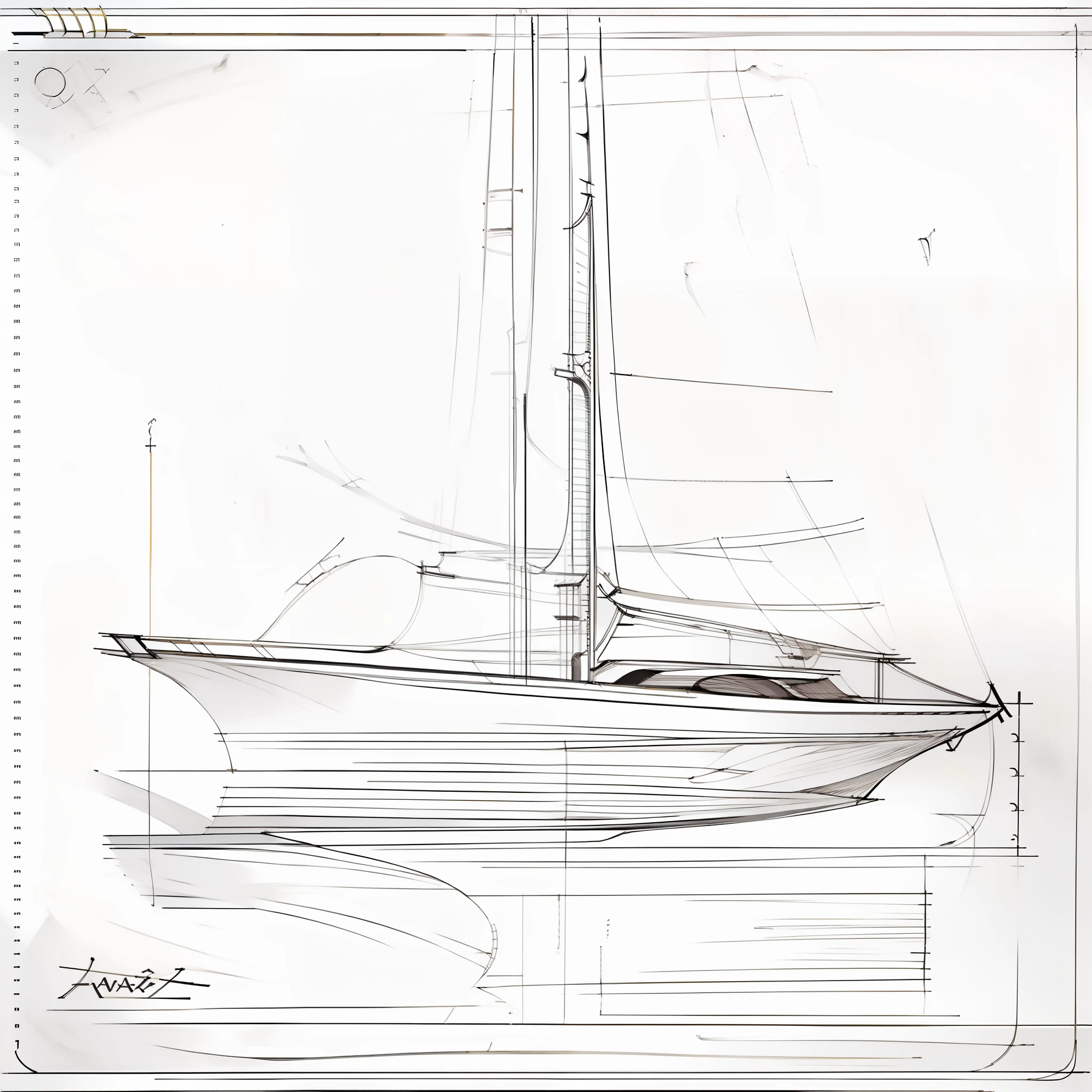 (obra-prima)),(((melhor qualidade)),(folha de design de PROJETADO DE UM BARCO SPORT, , mesmo BARCO, frente, lado, costas), illustration, ARTE CONCEITUAL 1 BARCO, SKETCH, Drawn in pencil, DESIGN OF PROTOTYPE OF A BOAT ( fundo branco: 1.3)