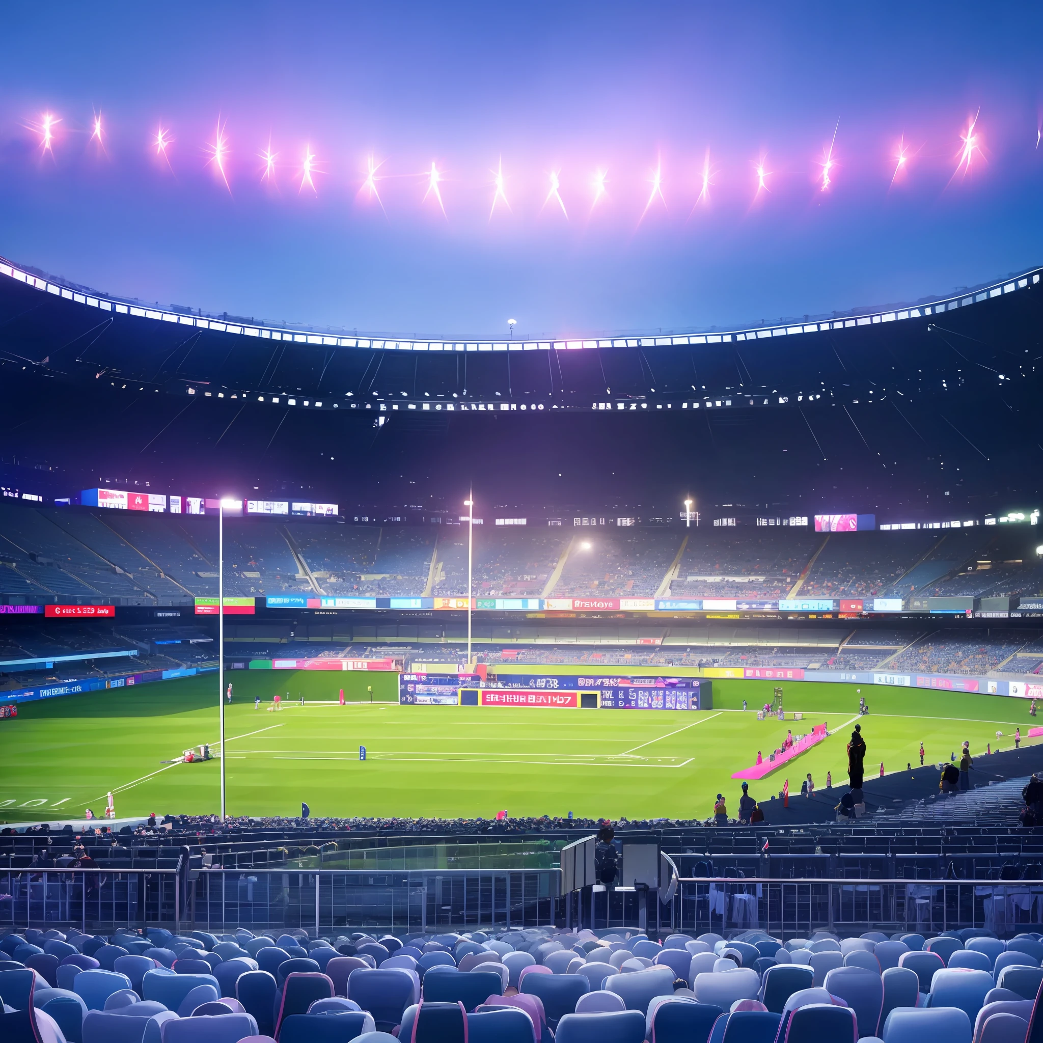Behind the scenes of an idol on stage、Idol is in the middle of the screen、Stadium at night --auto