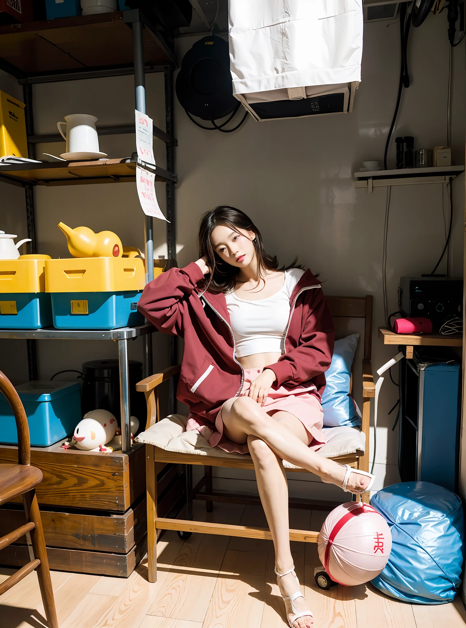 best qualtiy,tmasterpiece,超高分辨率,(realisticlying:1.4),s girl,Juvenile, Thin and light, Legs crossed