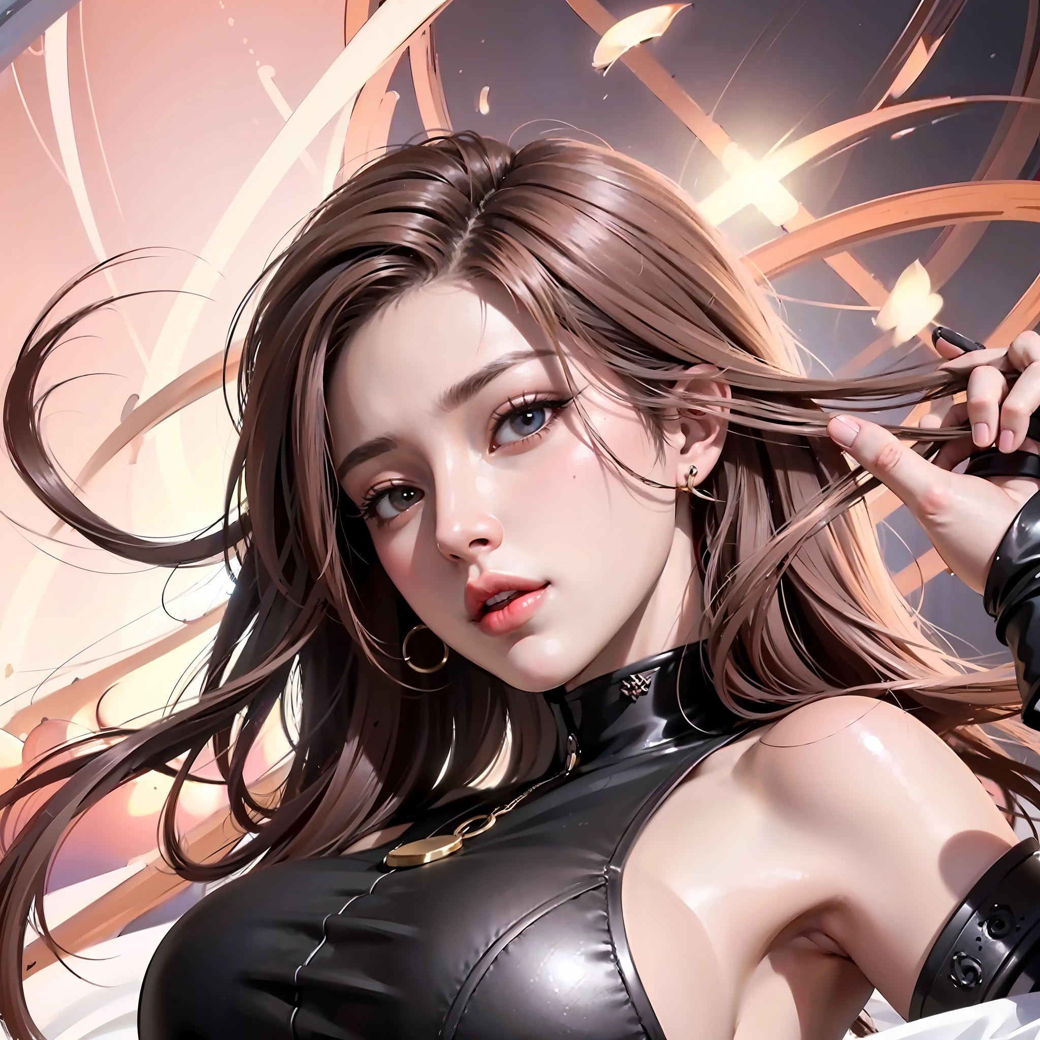 ((Realistic light, Best quality, 8k, Masterpiece :1.3)), Selfie, 1girl, Pretty woman with perfect figure :1.4, abs :1.1, (Brown hair, Huge breasts :1.5), arabic dress :1.2, Bed, Ultra-detailed face, Detailed eyes, Double eyelid, perfect hands perfect fingers perfect breasts perfect hair perfect face perfect body