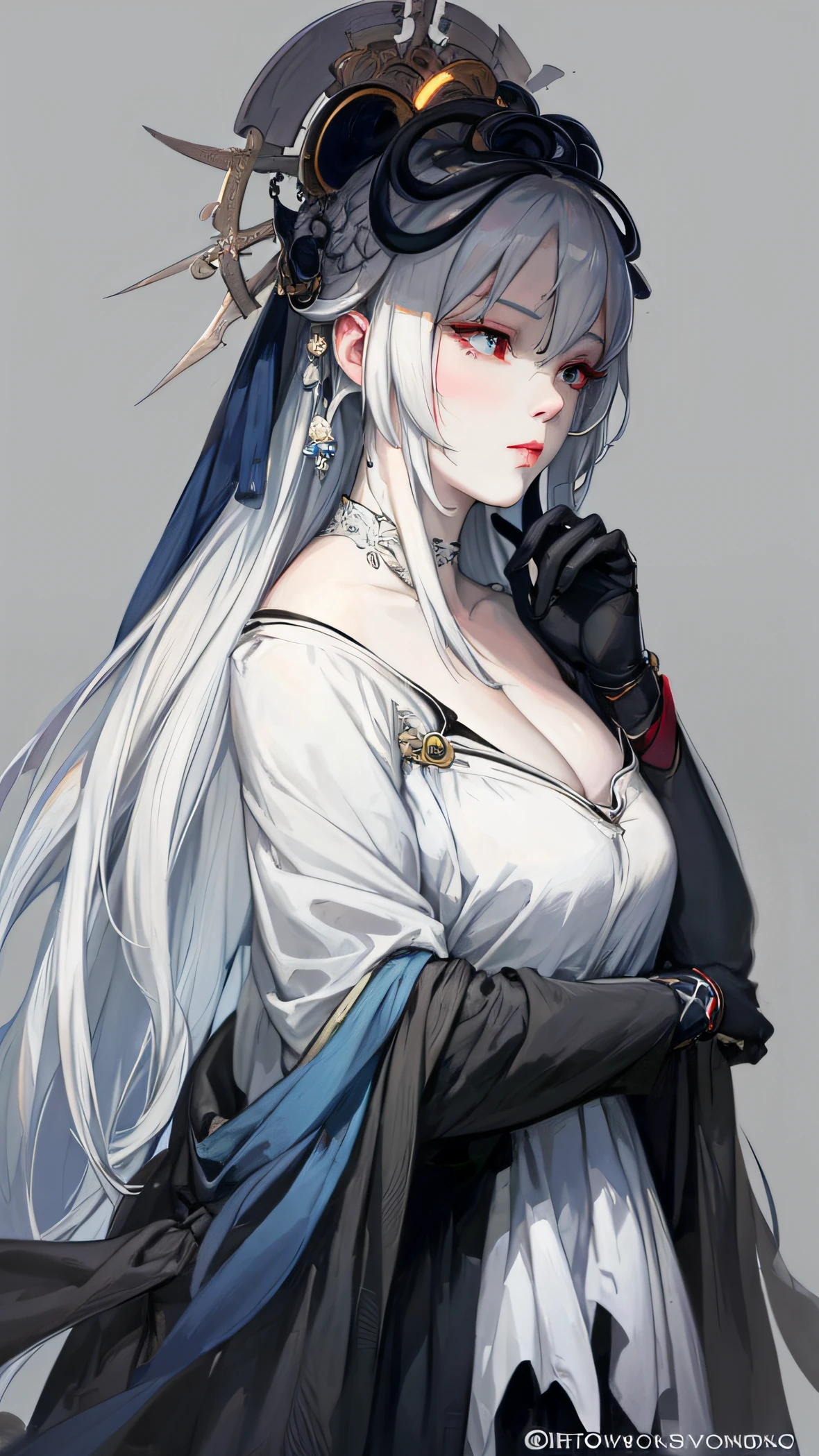 a close up of a woman with white hair and a white mask, beautiful character painting, guweiz, artwork in the style of guweiz, white haired deity, by Yang J, epic exquisite character art, stunning character art, by Fan Qi, by Wuzhun Shifan, guweiz on pixiv artstation