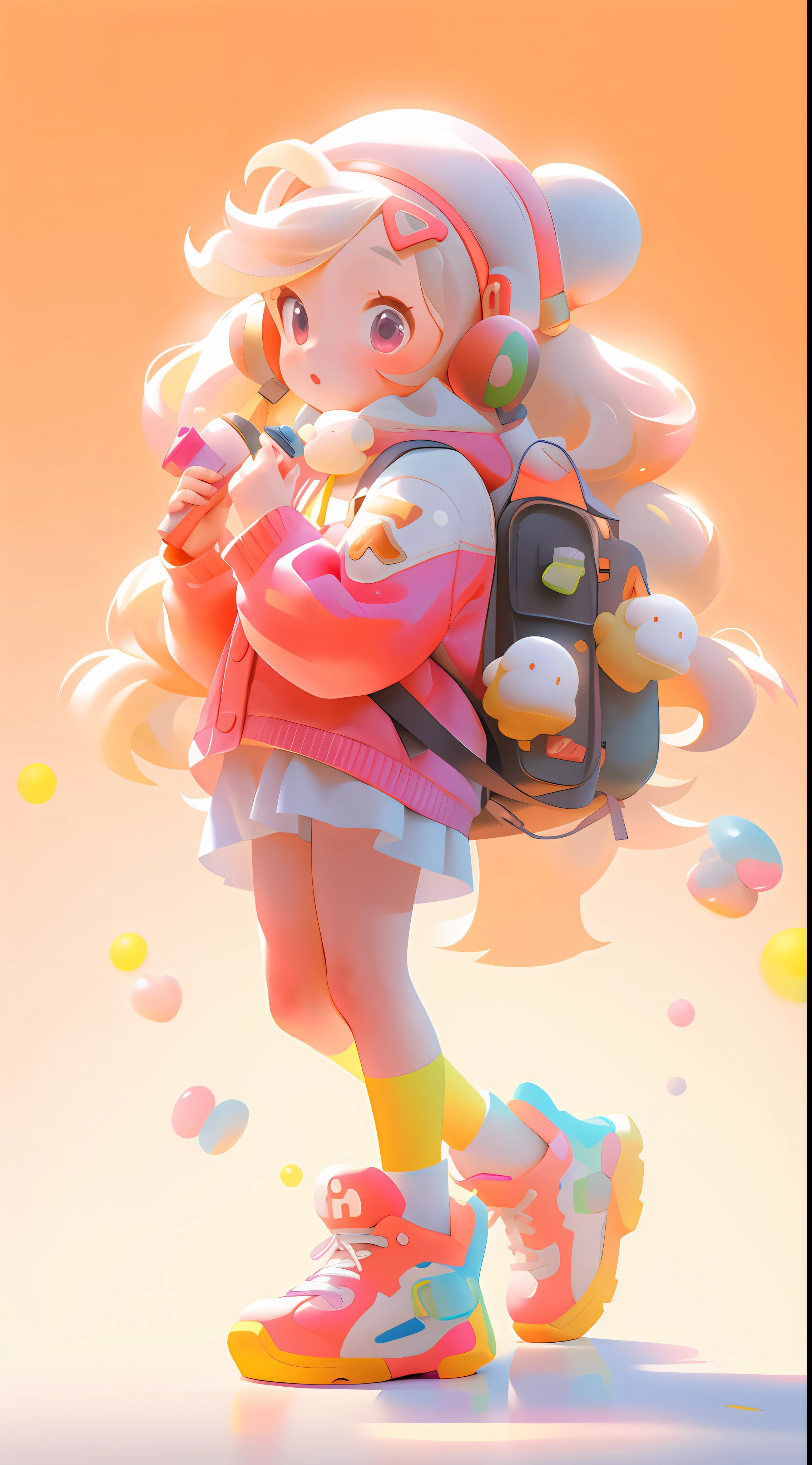 Anime girl with backpack and teddy bear holding teddy bear，lovely art style，Cute detailed digital art，Guviz-style artwork，Soft anime illustration，render of a cute 3d anime girl，anime styled 3d，adorable digital art，atey ghailan 8 k，author：yanjun cheng，lovely digital painting，Lovely 3D rendering