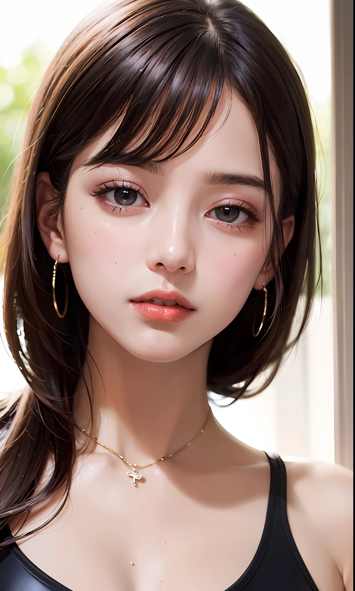 (8K、Raw photography、Photorealsitic:1.25)、(lipgloss、Eye lashes、Gloss Face、Glossy skin、top-quality、超A high resolution、depth of fields、chromatic abberation、Caustics、Broad lighting、Natural Shading、Kpop Idol)Gaze at the audience with silence and goddess-like bliss、Competitive swimsuit