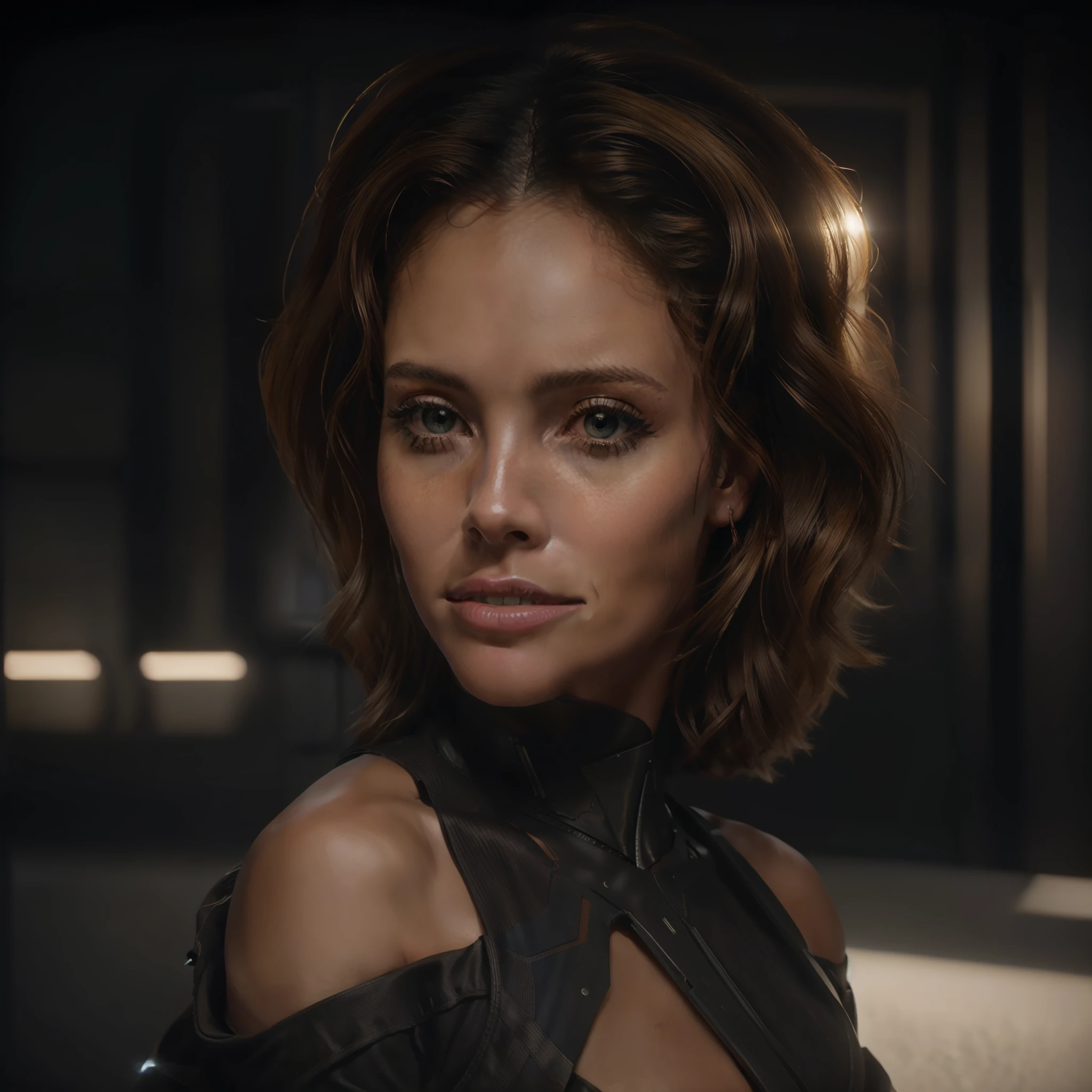 8k, ARTISTIC photography, best quality, masterpiece: 1.2), RAW photo, a (potrait:1.2) of a woman , Corporate executive wearing a (black futuristic Alexandre Vauthier dress), (((Elizabeth Berkley))) (highly detailed skin:1.2), 8k uhd, dslr, soft lighting, high quality, film grain, Fujifilm XT3, staring at the camera in front, wild blonde hair, ((dynamic pose))) over-detailed face, beautiful body, toned body. 8k uhd, SLR camera, soft lighting, high quality, film grain, Arri Alexa mini , Cinematic lighting, octane render, cinematic lighting, complex, 8k resolution concept art portrait , edgerunner, blade runner, Cyberpunk 2077, hyperrealistic, photo awesome, gritty, realistic, (((pure 8K))), (((perfect anatomy))), extremely high-quality graphics, Riddley Scott, Blade Runner, Denis Villeneuve, (((cinematic lighting))), ((clear details)), complex, highly detailed background (zen garden),