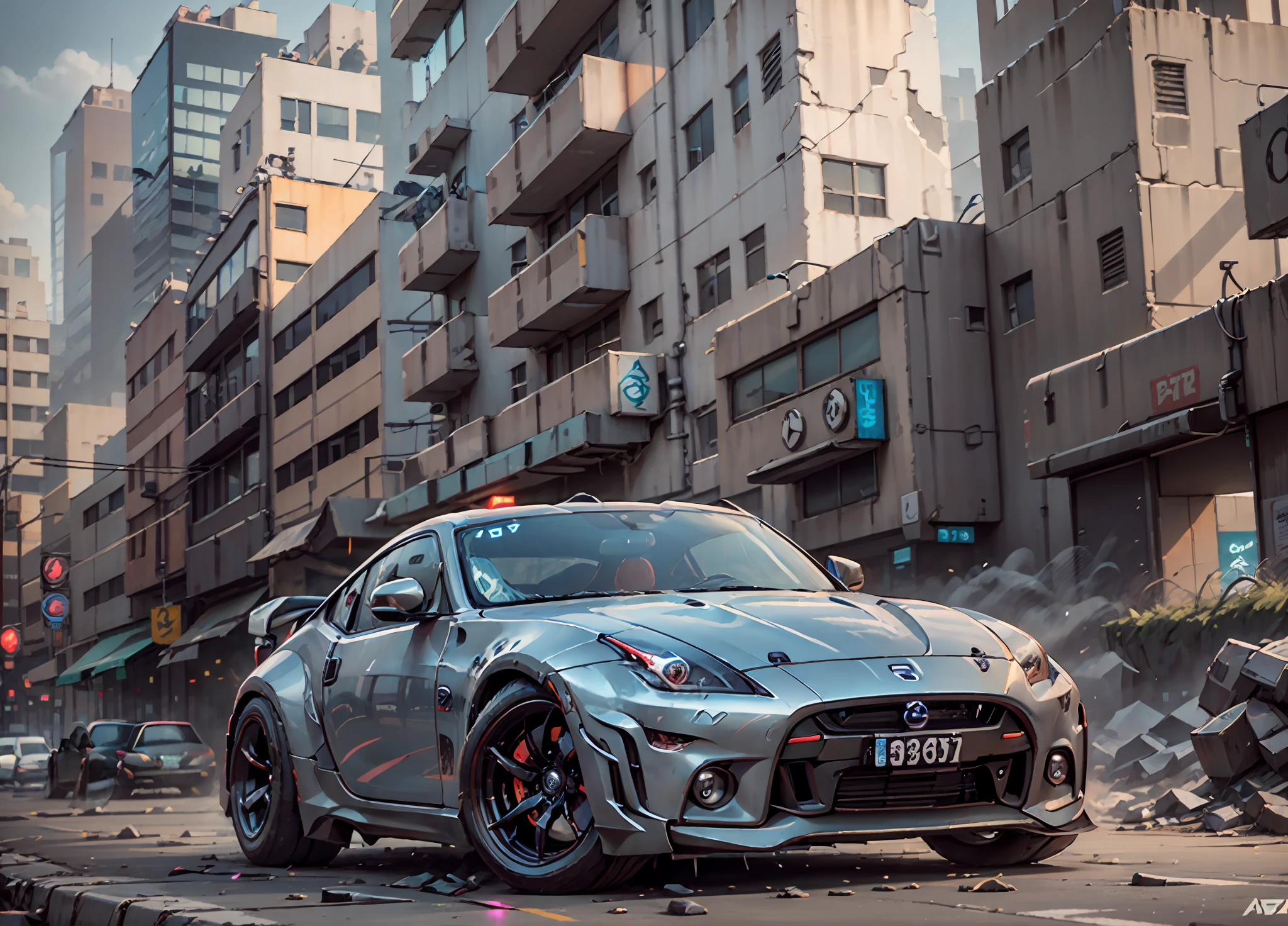 Exotic nissan 350z sian cyberpunk, 4k, HDR, renderizado, obra-prima, ray tracing, Cyberpunk Scenario, carro preto, Batmobile, Neon light, deriva, carbono, futurista, Neon light, noite, cidade cyberpunk 2077